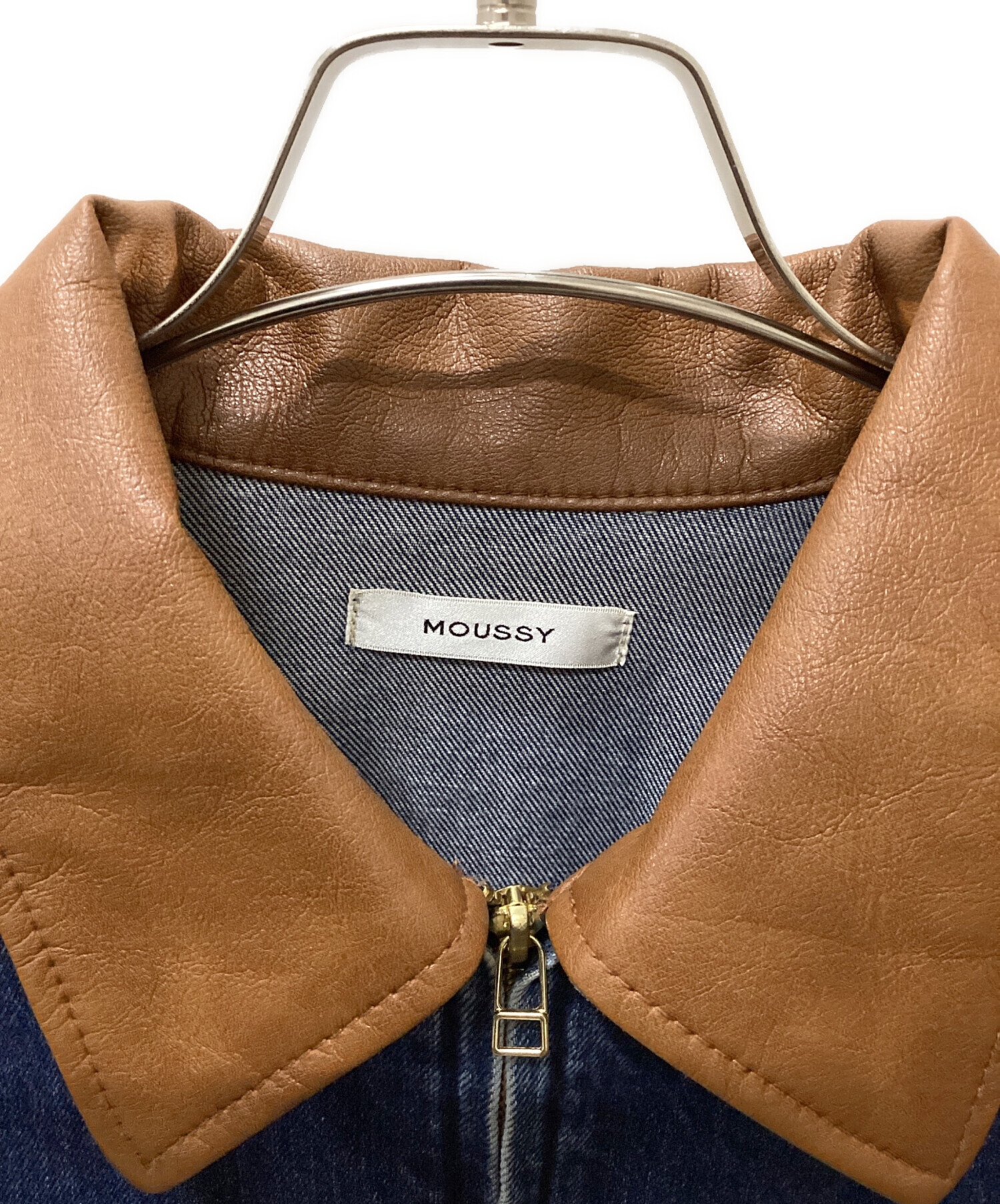 中古・古着通販】moussy (マウジー) レザーカラーデニムジャケット