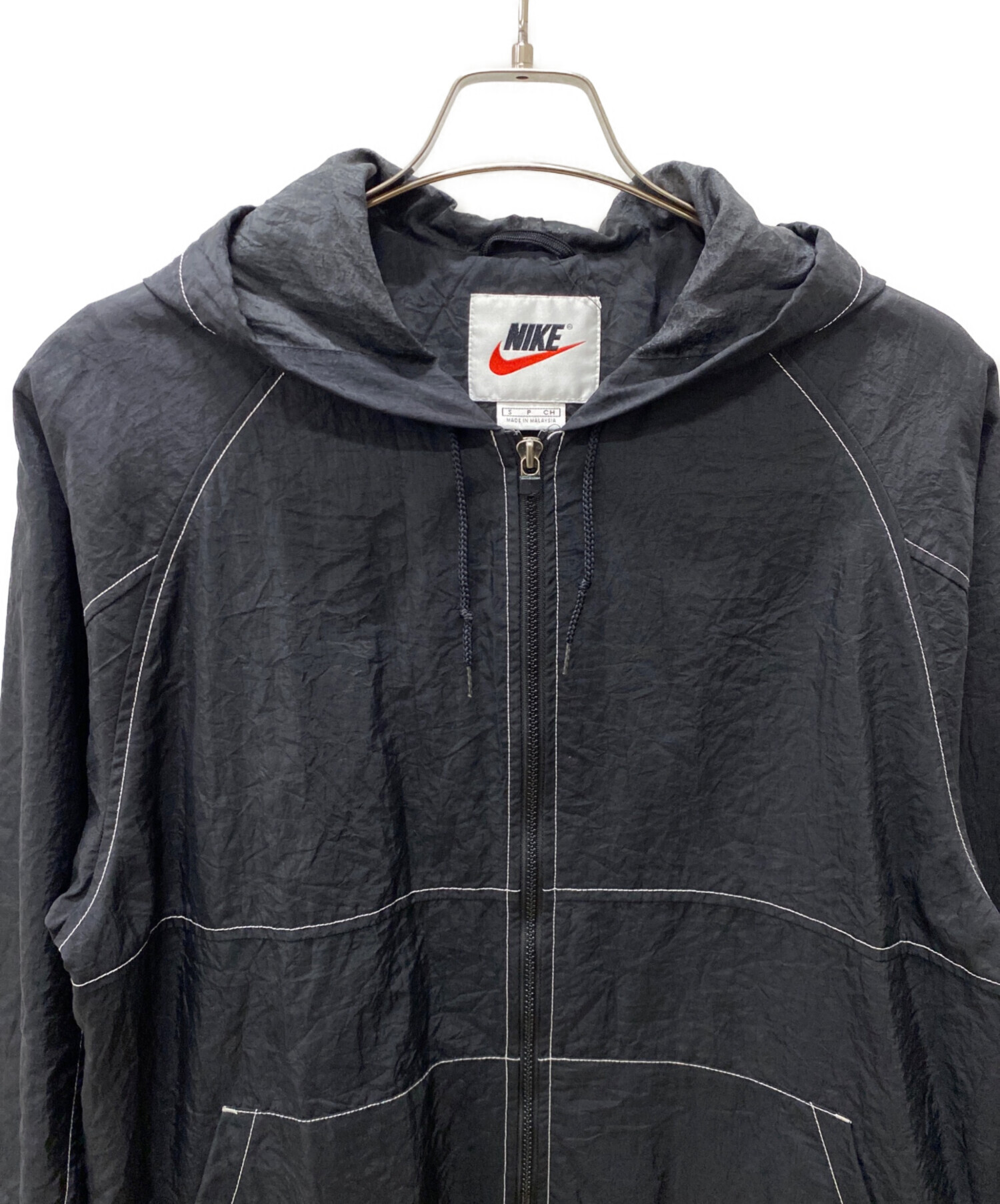中古・古着通販】NIKE (ナイキ) ナイロンパーカー ブラック サイズ:S