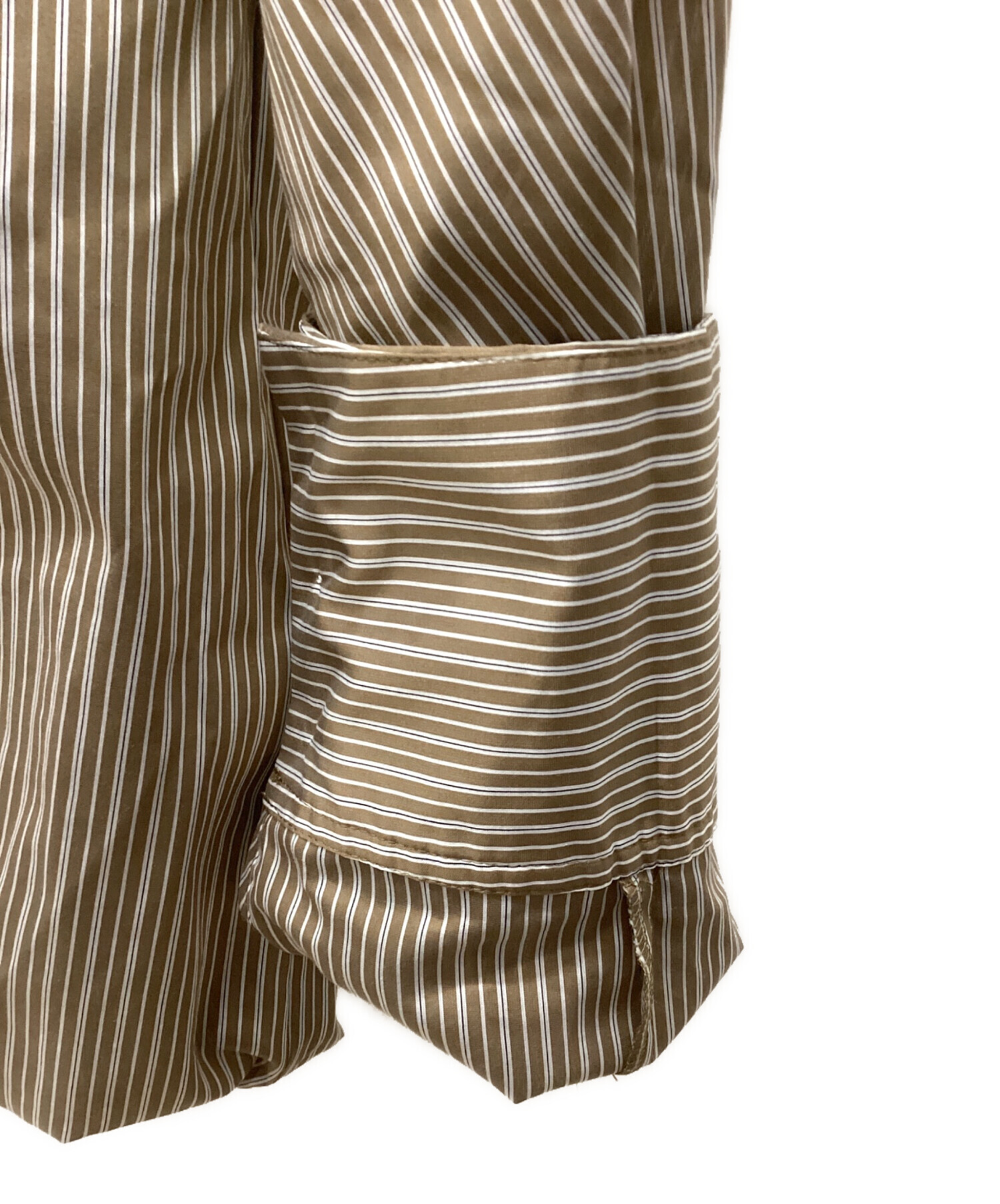 中古・古着通販】Ameri (アメリ) STRIPE INVERSION SHIRT TOP ブラウン