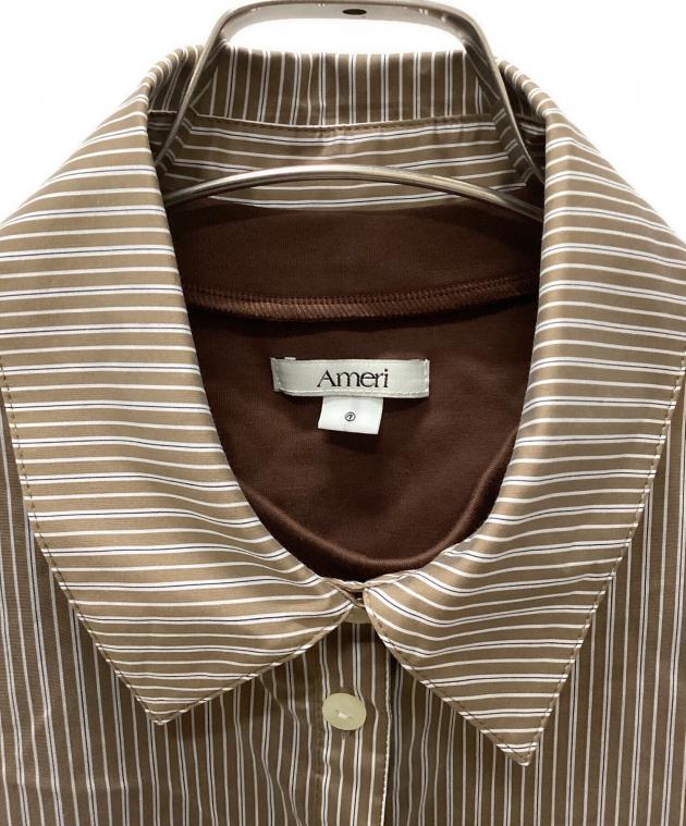 中古・古着通販】Ameri (アメリ) STRIPE INVERSION SHIRT TOP ブラウン