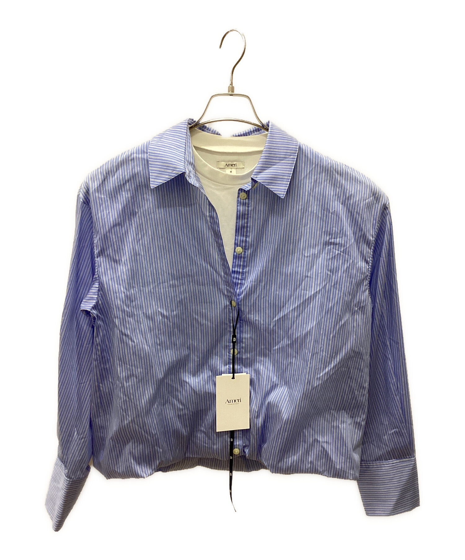 中古・古着通販】Ameri (アメリ) STRIPE INVERSION SHIRT TOP ホワイト