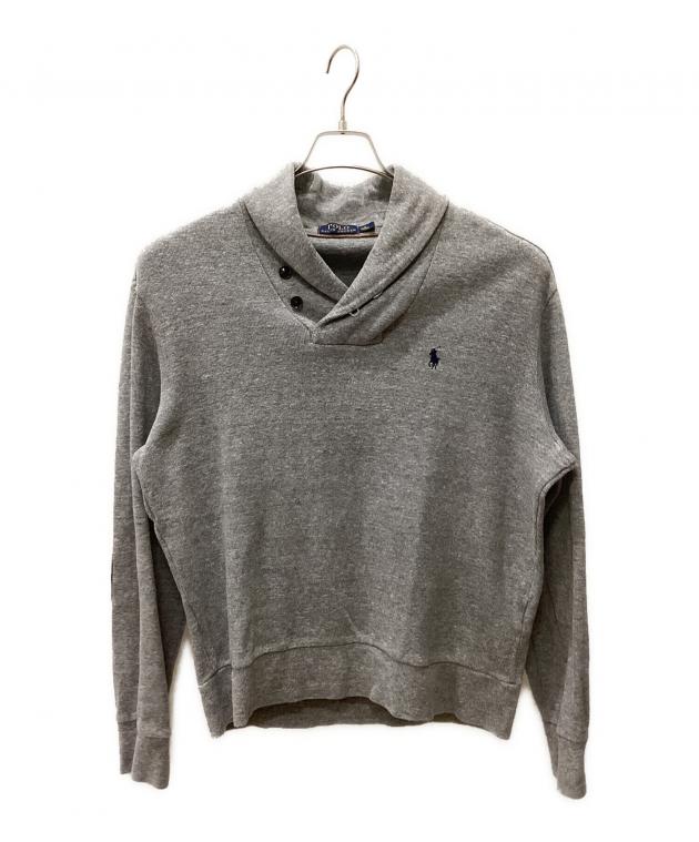 ポロ ラルフローレン　ショールカラー コットン ニット　日本サイズL グレー 中古・古着通販】RALPH LAUREN (ラルフローレン) ショールカラーニット