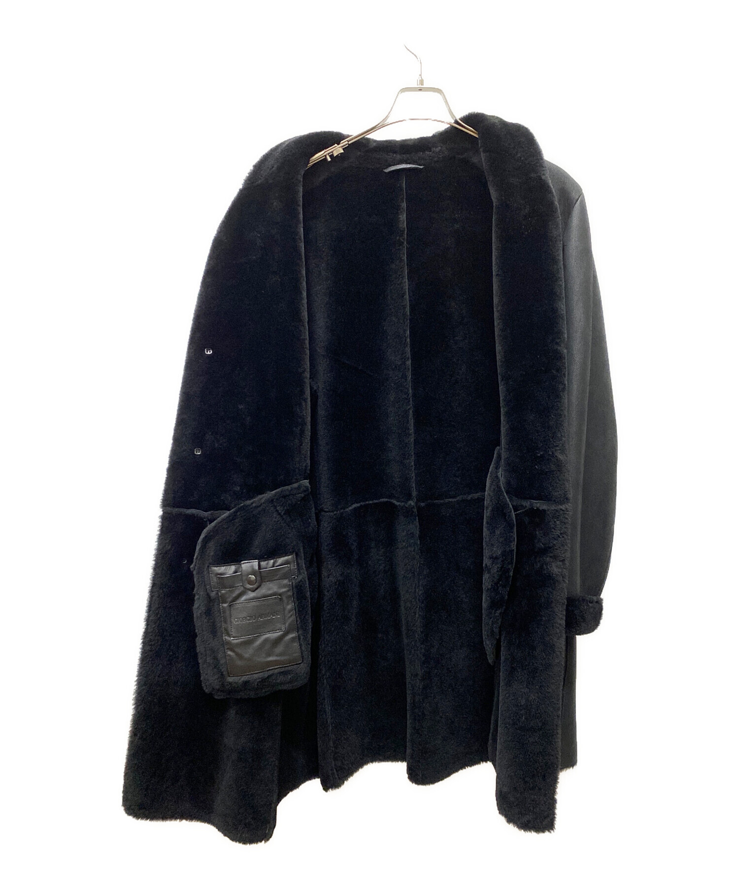 【美品】ジョルジオアルマーニ ムートンコート 黒タグ ファー ブラック 56 ブラック ファー 黒タグ ムートンコート 【美品】ジョルジオアルマーニ