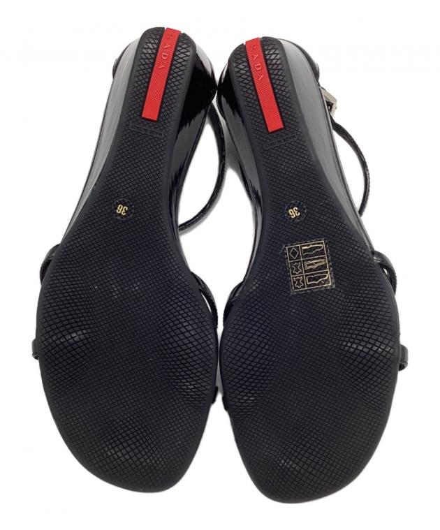 PRADA スポーツサンダル ブラック 中古・古着通販】PRADA SPORTS (プラダスポーツ) アンクルストラップ