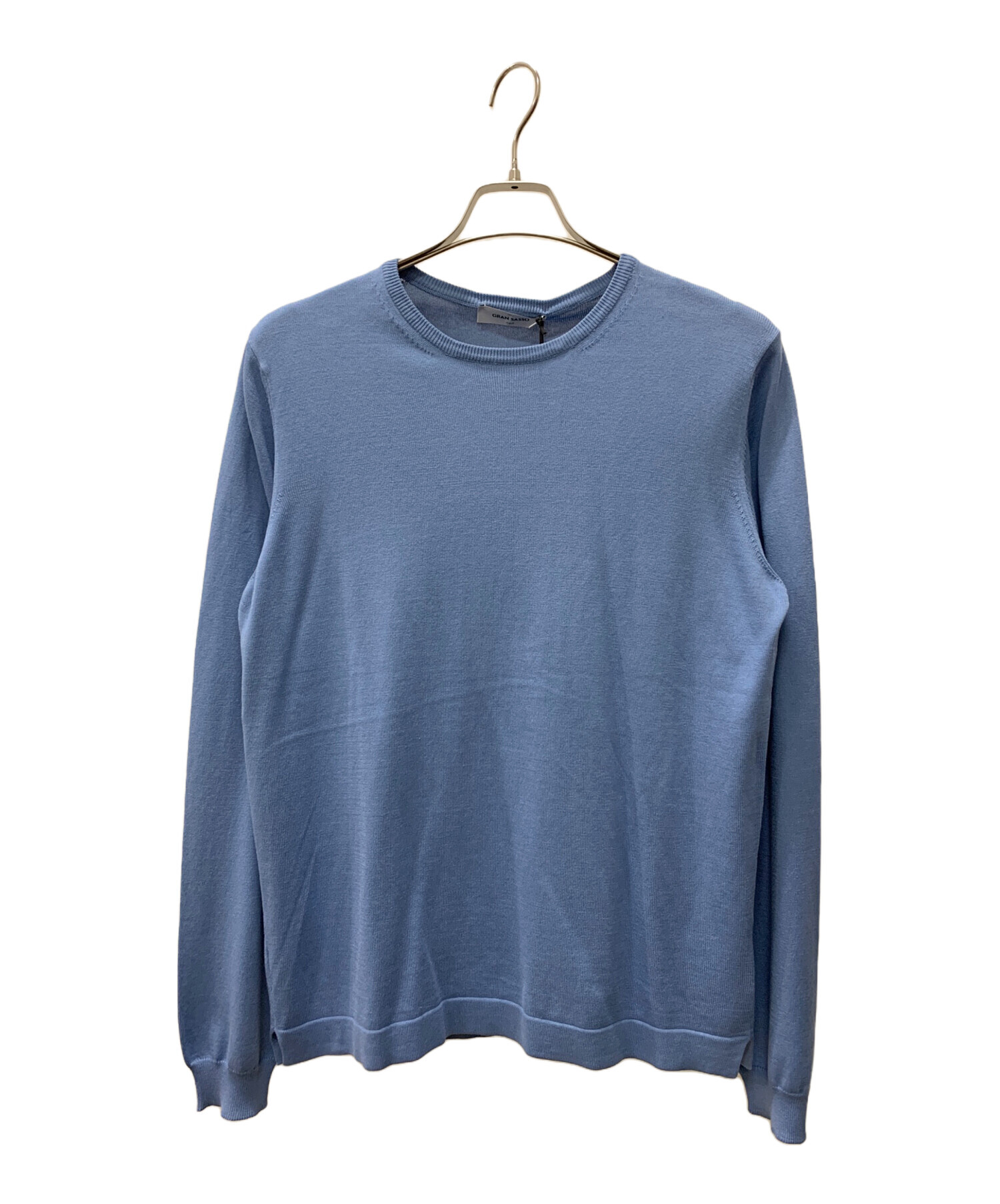 GRAN SASSO ブルーグレー ニット サイズ48 中古・古着通販】GRAN SASSO (グランサッソ) 薄手ニット ブルー サイズ