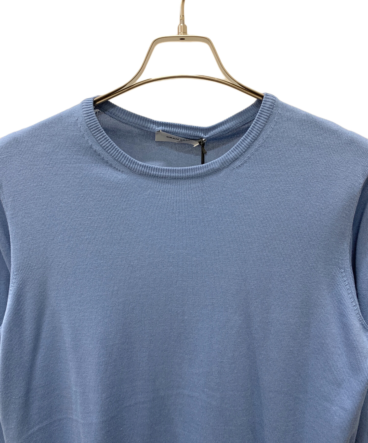 GRAN SASSO ブルーグレー ニット サイズ48 中古・古着通販】GRAN SASSO (グランサッソ) 薄手ニット ブルー サイズ