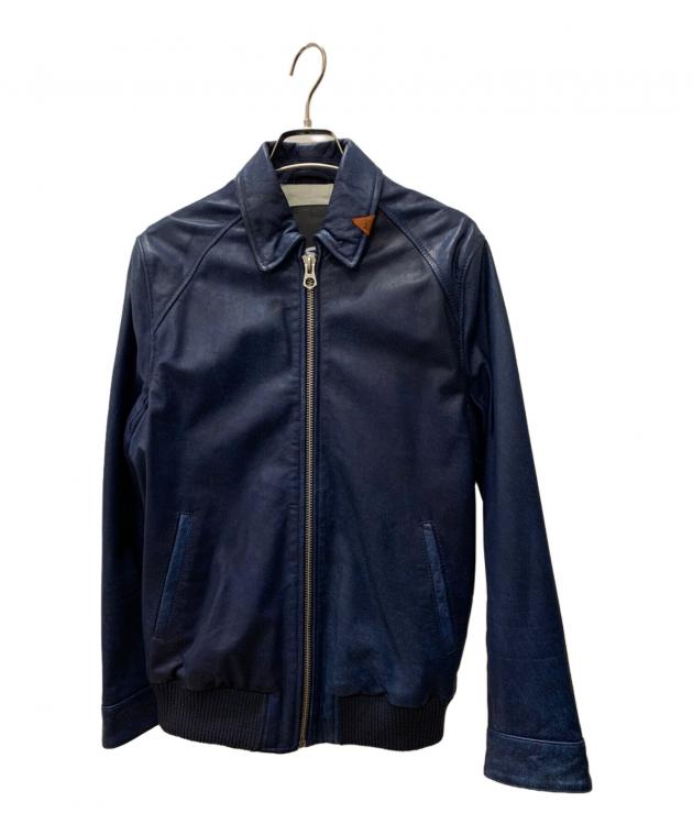 中古・古着通販】Denham (デンハム) キャメルレザージャケット ブルー 中古・古着通販】Denham (デンハム) キャメルレザージャケット ブルー