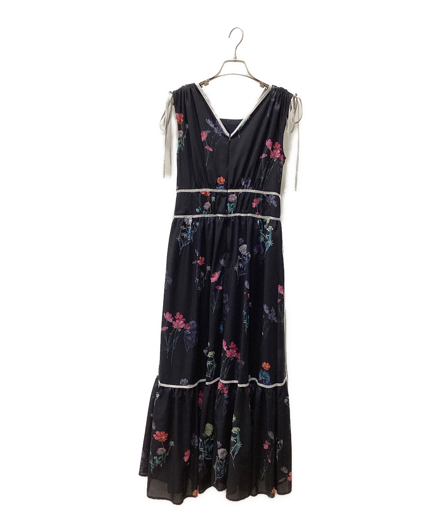 SNIDEL 花柄 ノースリーブワンピース ネイビー サイズ0 中古・古着通販】Snidel (スナイデル) フラワードロストディティール