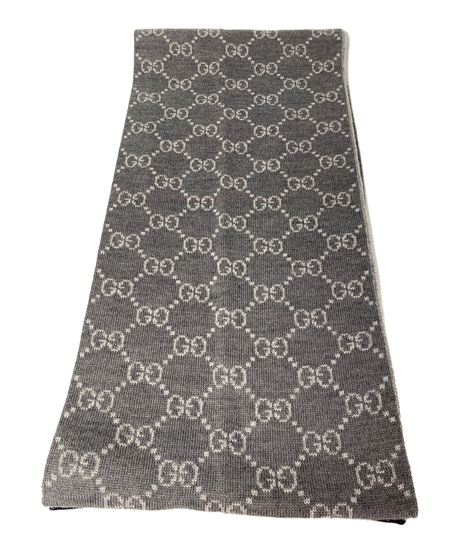 GUCCI グレー マフラー 中古・古着通販】GUCCI (グッチ) GG総柄マフラー グレー｜ブランド
