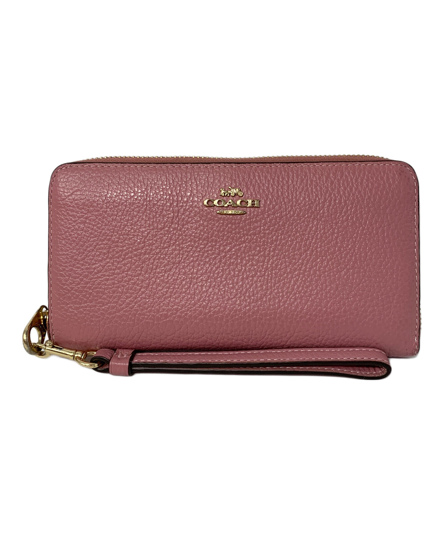 中古・古着通販】COACH (コーチ) ラウンドファスナー長財布 ピンク