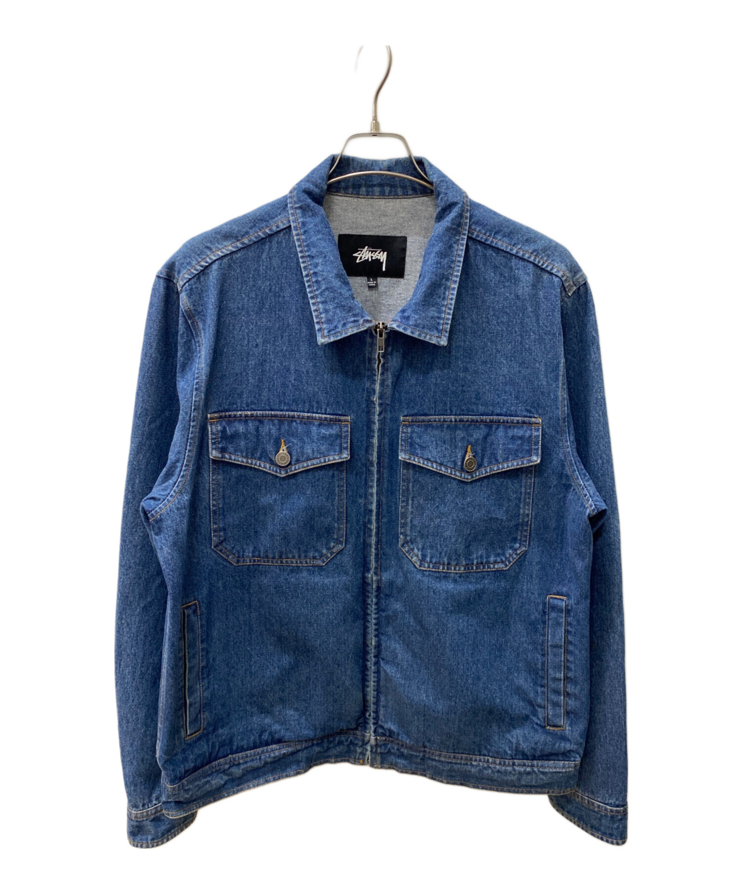 STUSSY ステューシー デニムジャケット L インディゴ(デニム) 【古着】【中古】 中古・古着通販】stussy (ステューシー) デニムジップジャケット