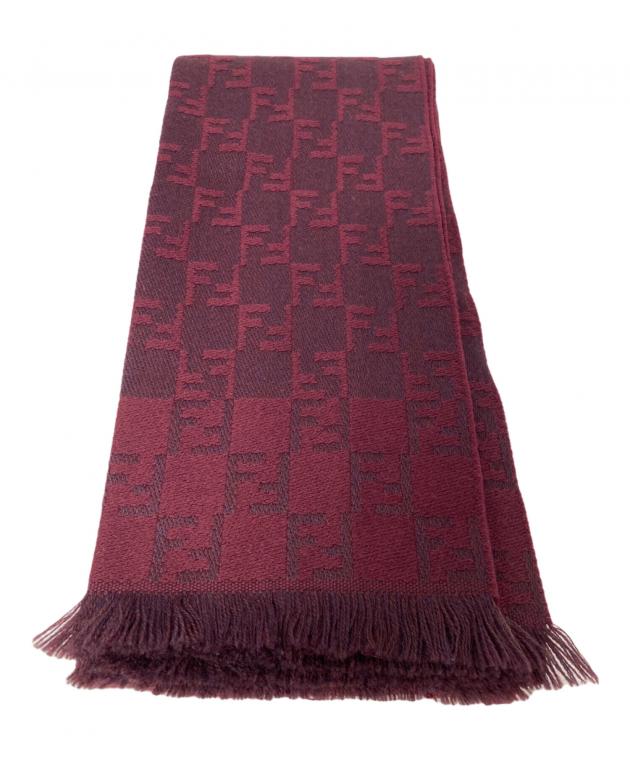 FENDI マフラー　ズッキーノ　赤紫　ワインレッド　正規品　送料無料 中古・古着通販】FENDI (フェンディ) ウールマフラー バーガンディー