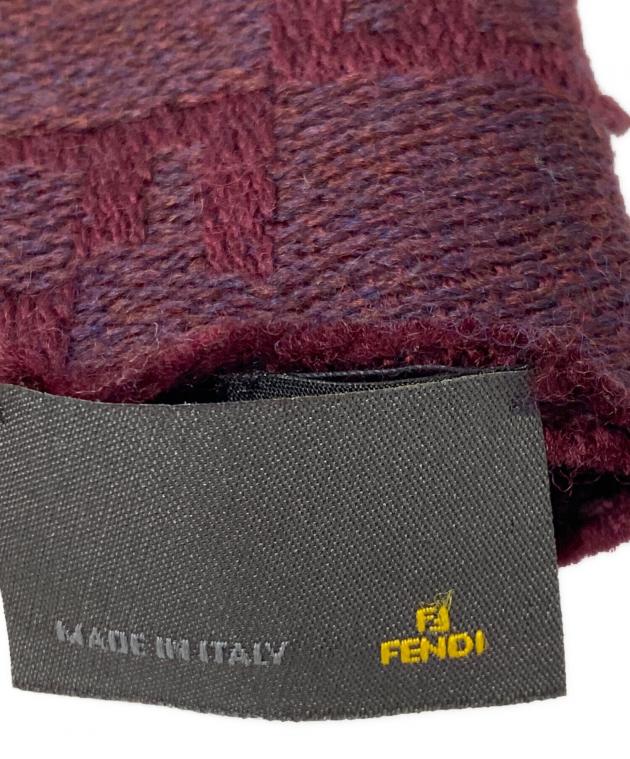 FENDI マフラー　ズッキーノ　赤紫　ワインレッド　正規品　送料無料 中古・古着通販】FENDI (フェンディ) ウールマフラー バーガンディー