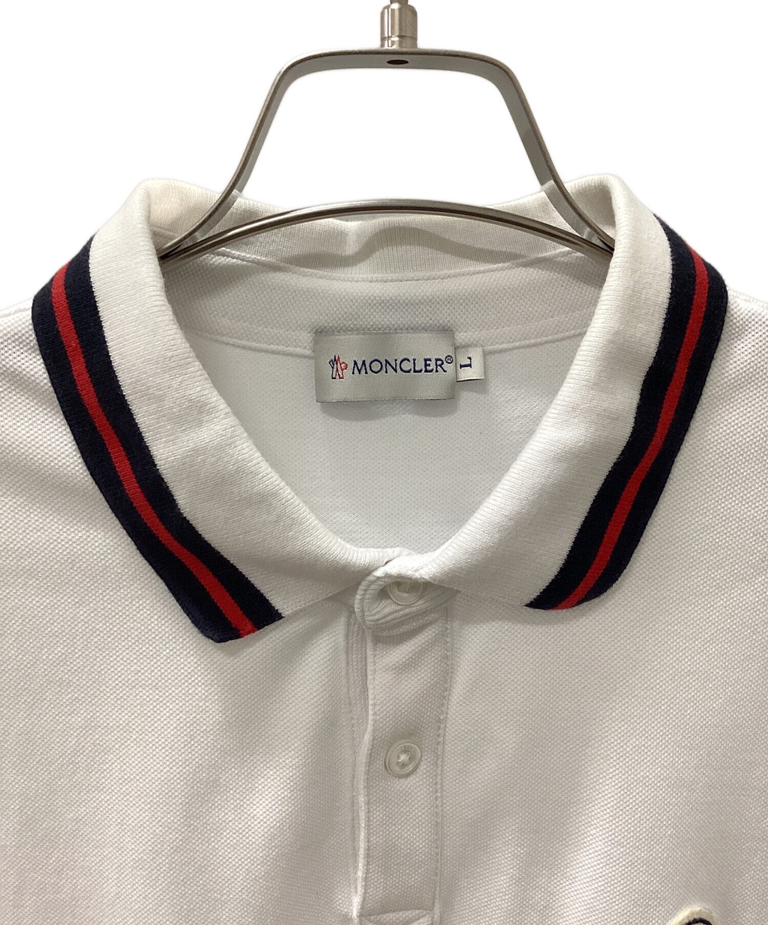 中古・古着通販】MONCLER (モンクレール) ポロシャツ ホワイト サイズ