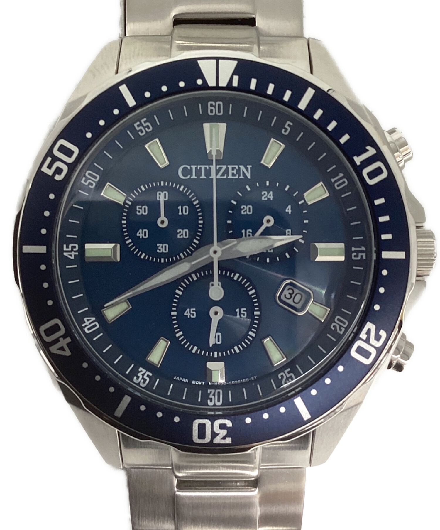 CITIZEN クロノグラフ メンズ 腕時計 中古・古着通販】CITIZEN (シチズン) クロノグラフ ネイビー｜ブランド