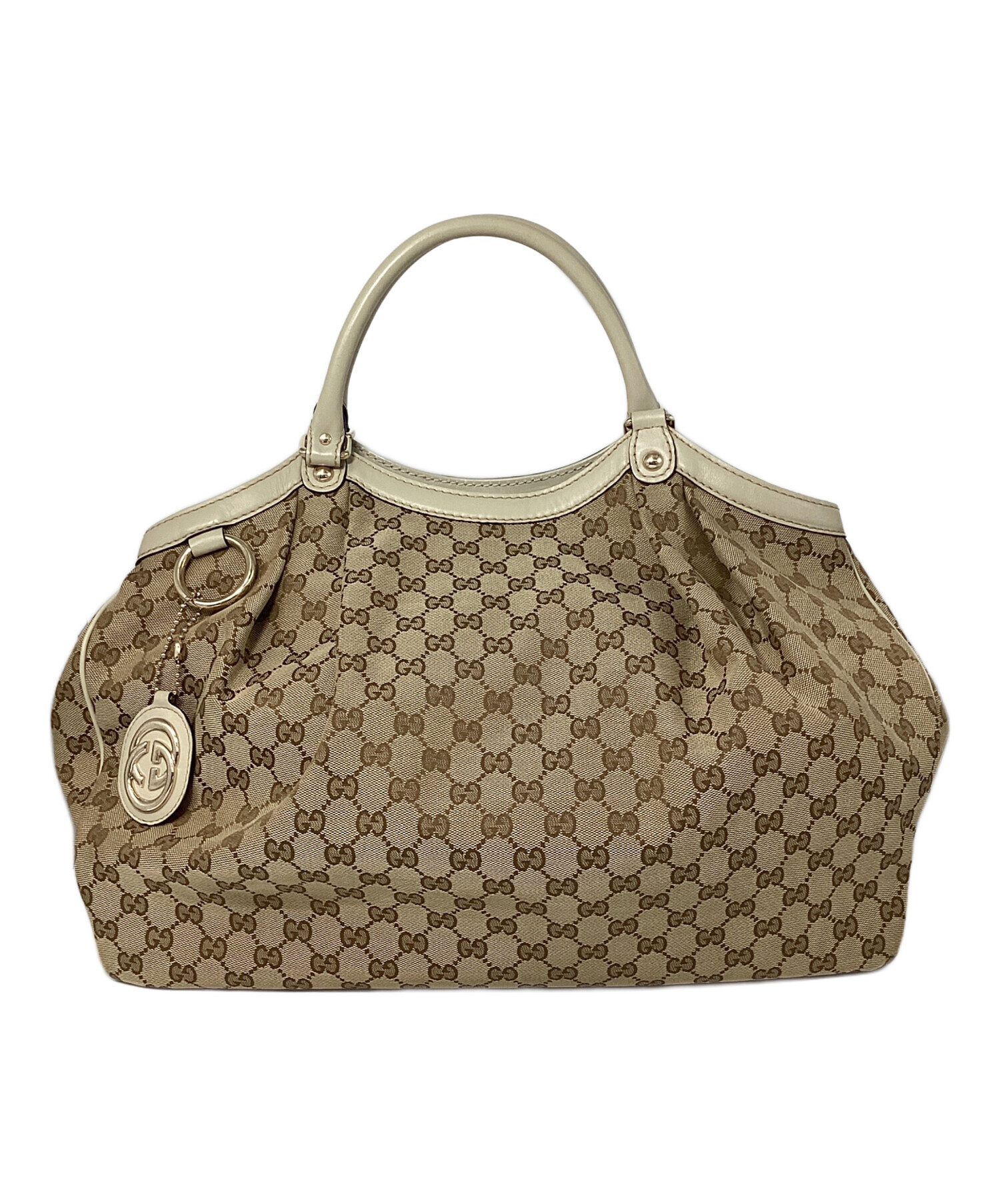 GUCCI グッチ スーキー GGキャンバス トートバッグ ベージュ チャーム付 中古・古着通販】GUCCI (グッチ) GGキャンバススーキートートバッグ