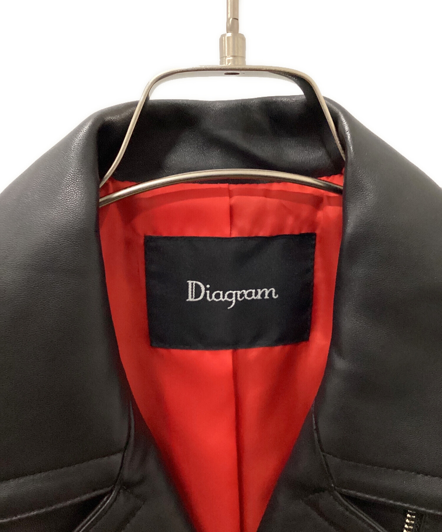 Diagram ダイアグラム ラムレザー×ラムファー ジャケット 36 ブラック 中古・古着通販】Diagram (ダイアグラム) ラムレザーダブルライダース