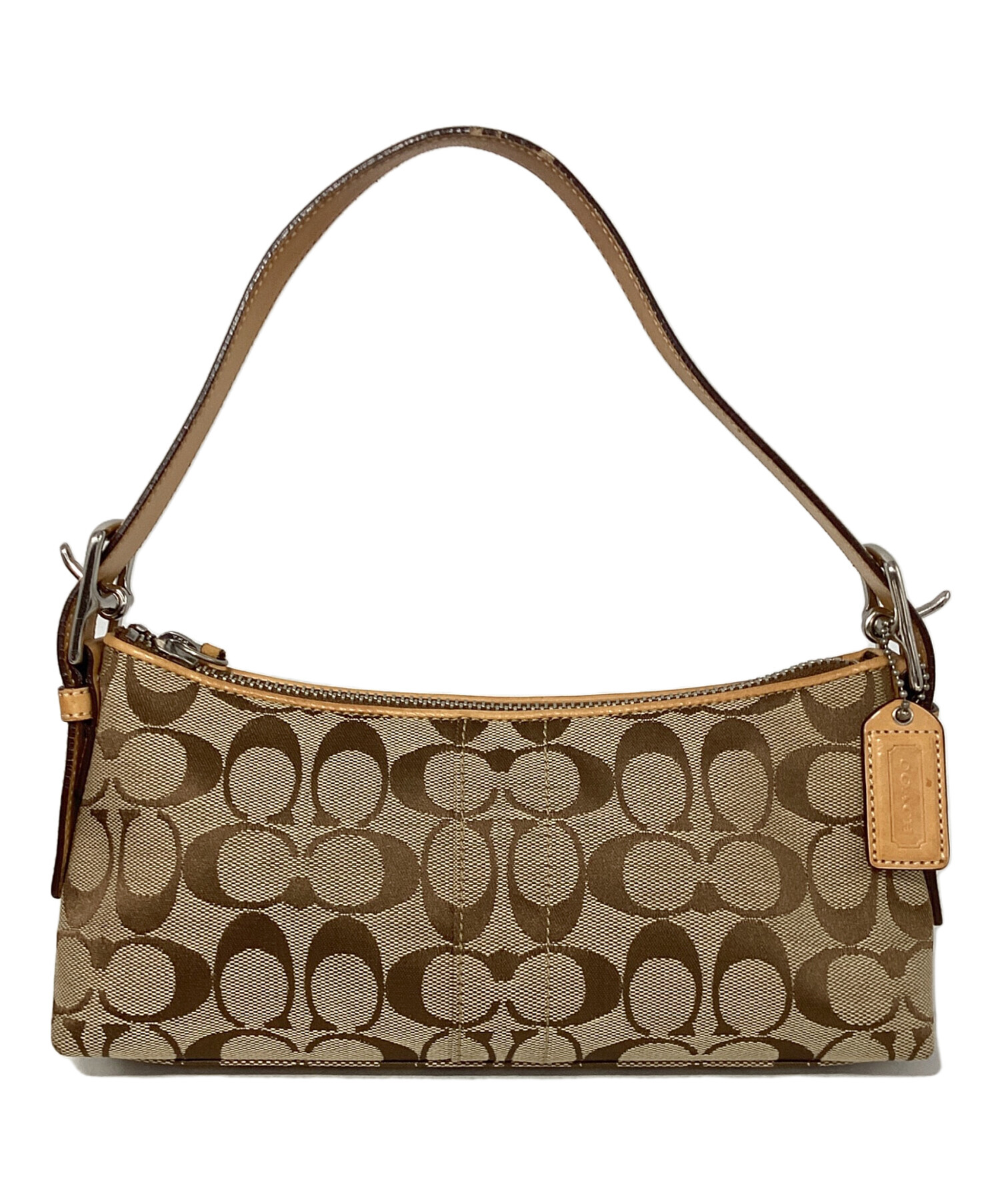 COACH 刺繍アート ハンドバッグ ベージュ 中古・古着通販】COACH (コーチ) シグネチャー ハンドバッグ ベージュ