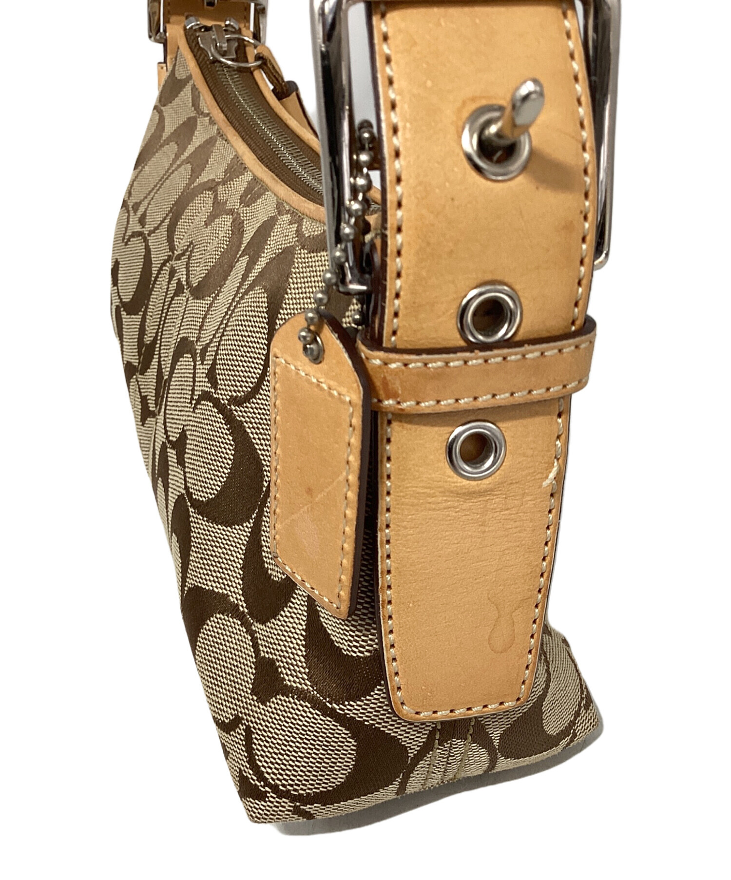中古・古着通販】COACH (コーチ) シグネチャー ハンドバッグ ベージュ