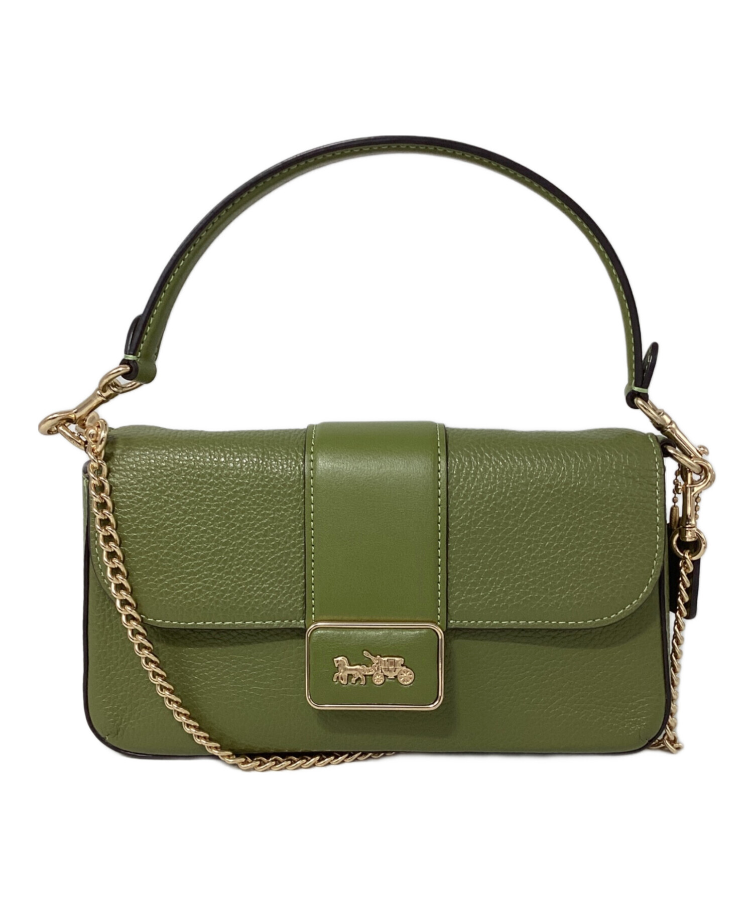 COACH ショルダーバッグ オリーブ チェーンストラップ 中古・古着通販】COACH (コーチ) チェーンショルダーバッグ オリーブ