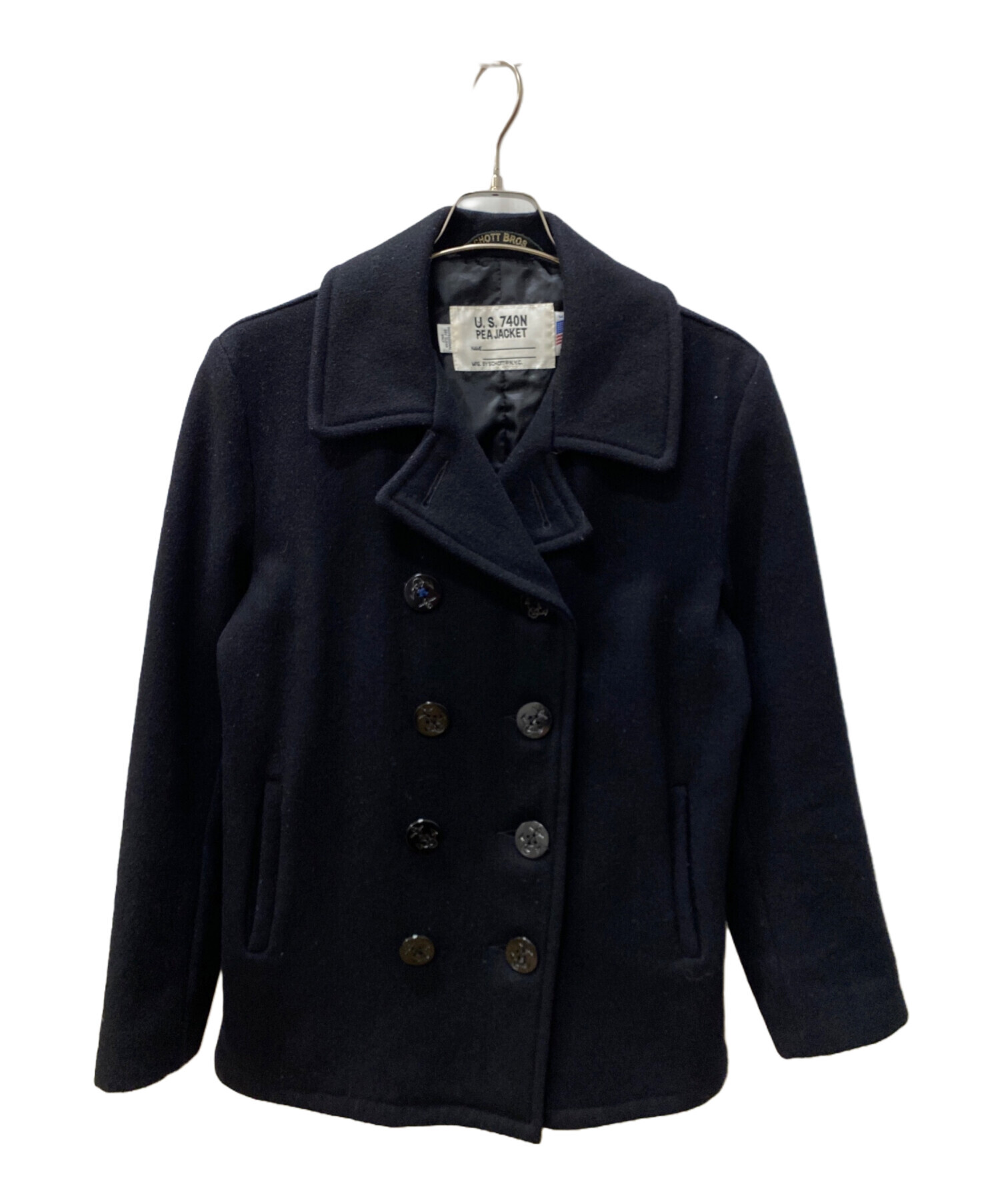 ボ*ノ様 美品■schott Pコート ブラック USA製 38 753US 米 中古・古着通販】Schott (ショット) Pコート ブラック サイズ:38