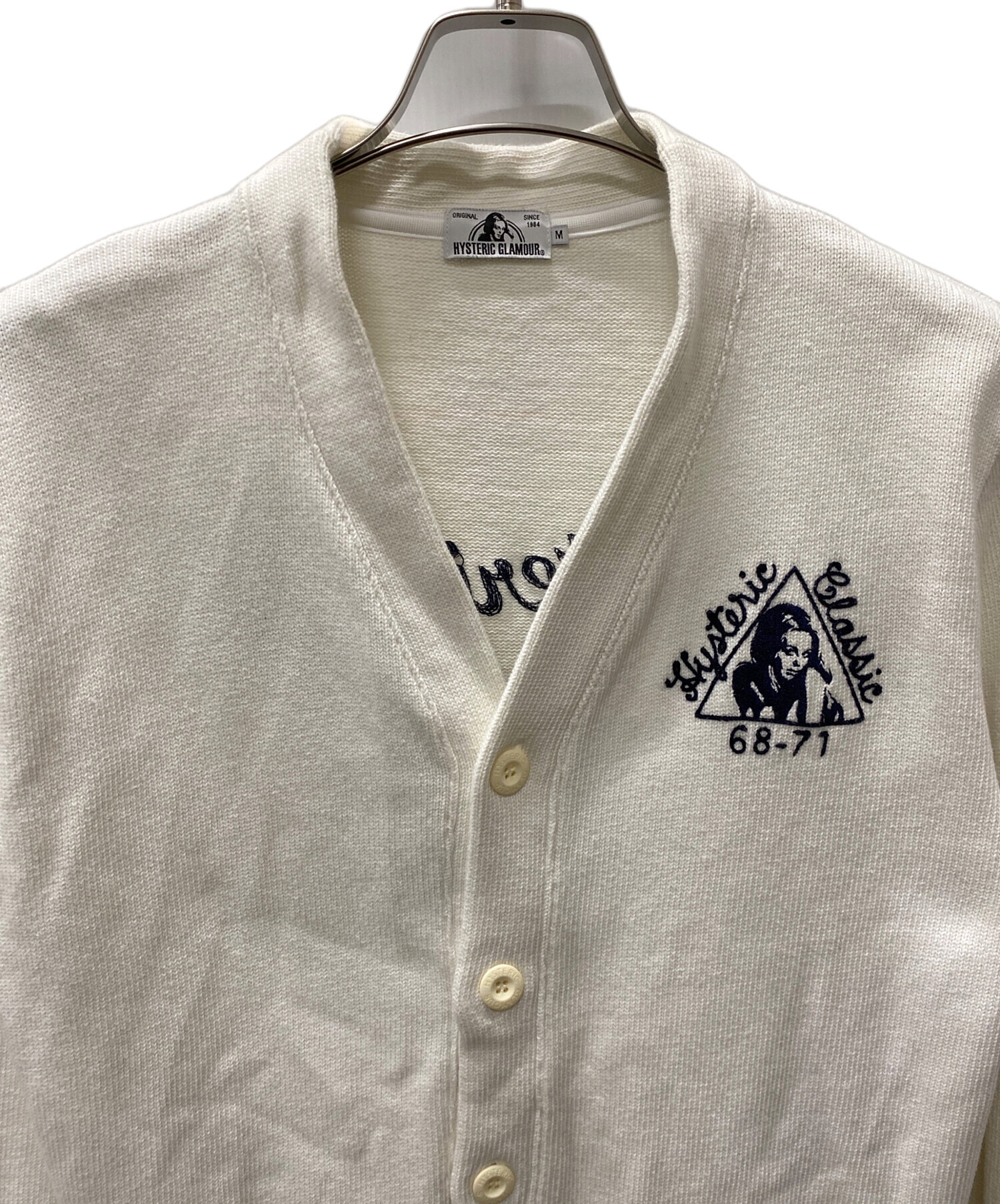HYSTERIC GLAMOUR カーディガン ホワイト ブラック 中古・古着通販】Hysteric Glamour (ヒステリックグラマー) 薄手
