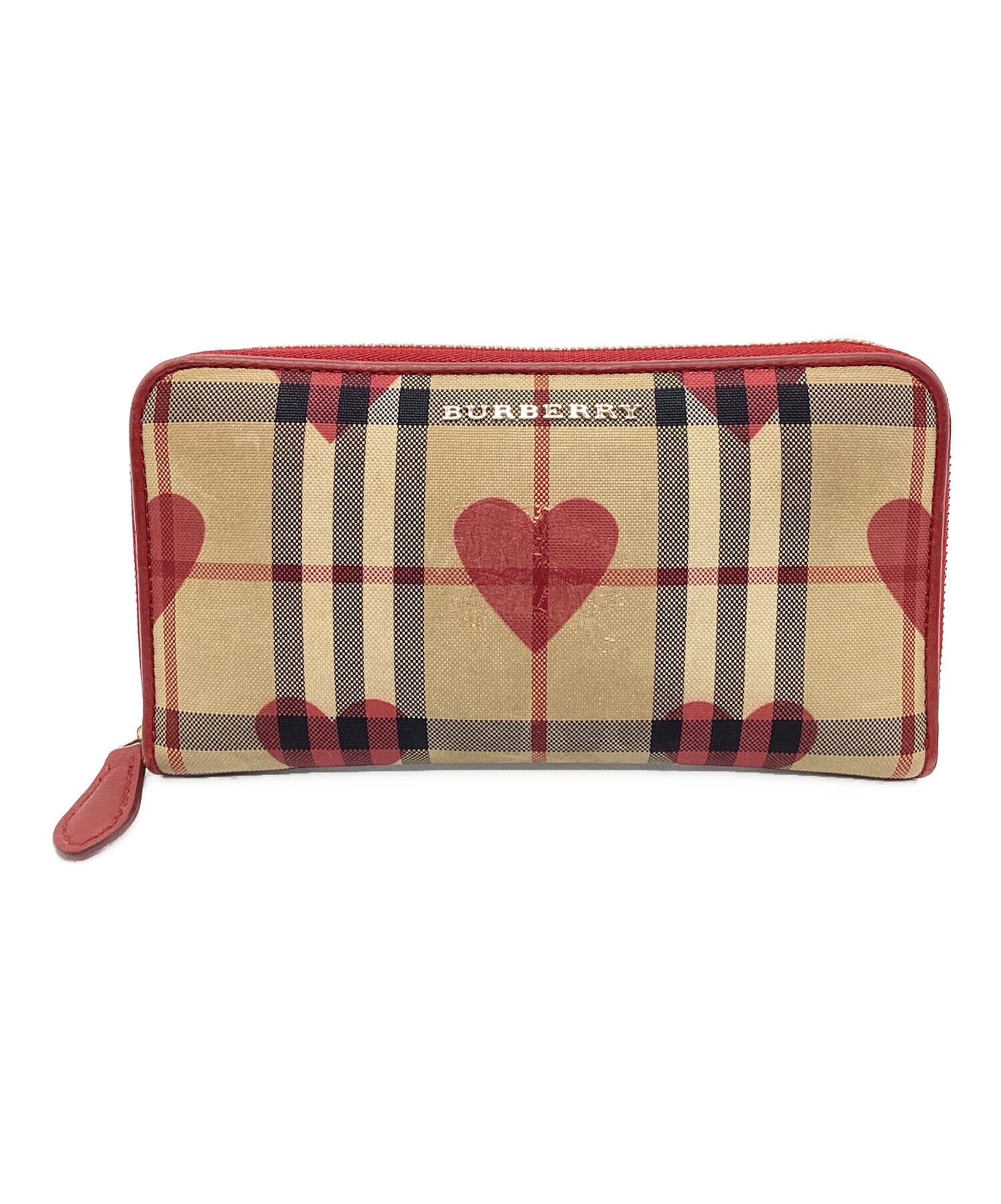 中古・古着通販】BURBERRY (バーバリー) 長財布 レッド×ベージュ 