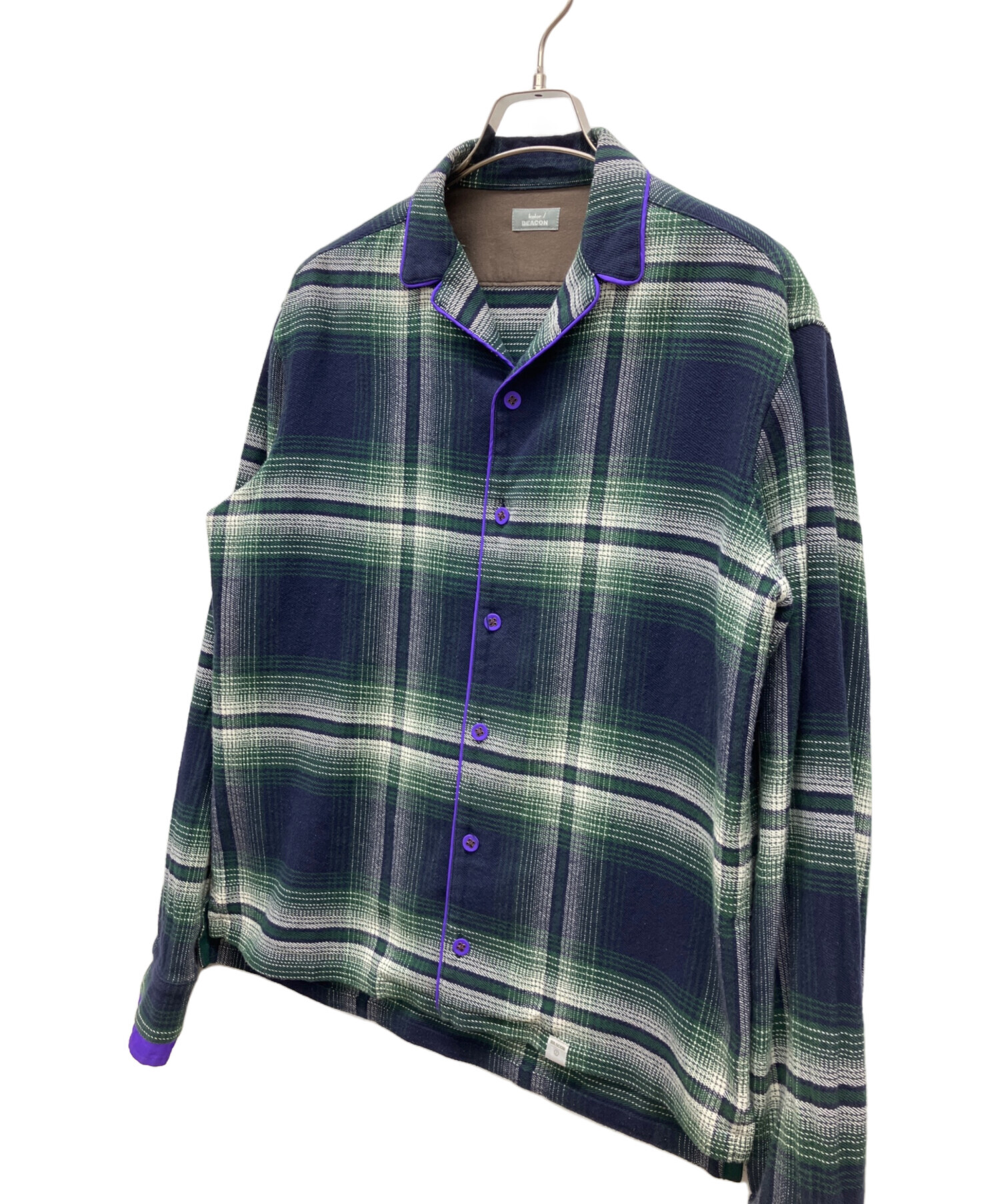 ✨美品✨kolor / BEACON 長袖シャツ　プルオーバー　ブルー系サイズ2 中古・古着通販】kolor/BEACON (カラービーコン) 長袖シャツ ネイビー