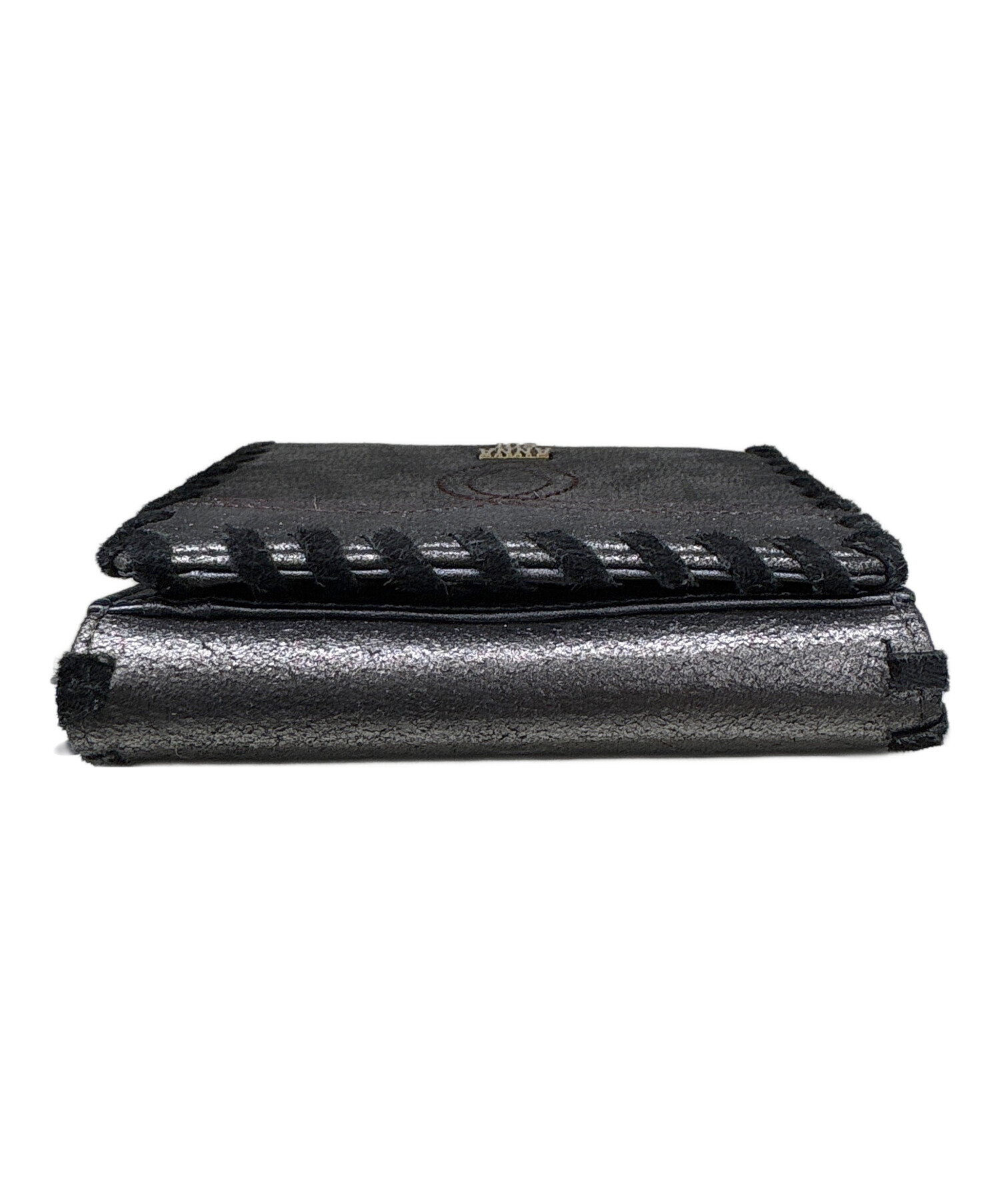 ☆のん☆ANNA SUI エンボス加工 ブラック三つ折り財布 中古・古着通販】ANNA SUI (アナスイ) 3つ折り財布 チャコールグレー