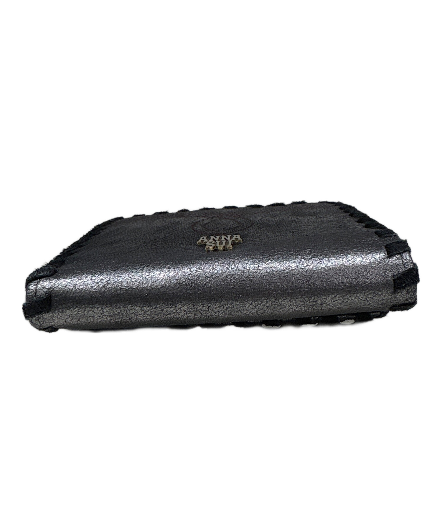 ANNA SUI エンボス加工 ブラック三つ折り財布 箱付き 中古・古着通販】ANNA SUI (アナスイ) 3つ折り財布 チャコールグレー