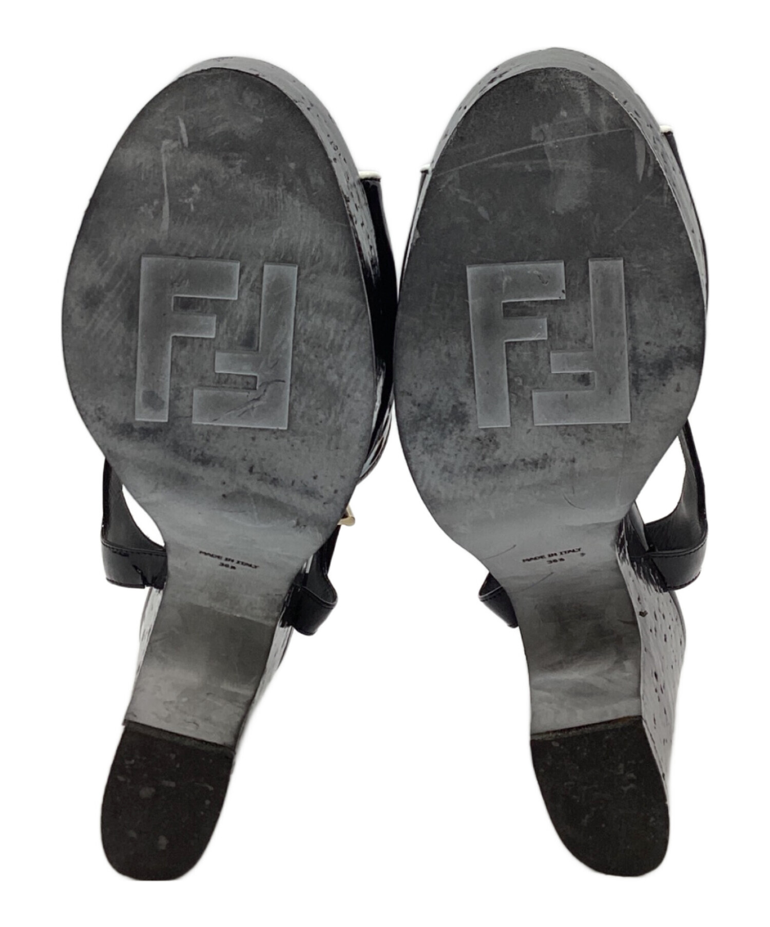 中古・古着通販】FENDI (フェンディ) ウェッジソールサンダル ブラック 