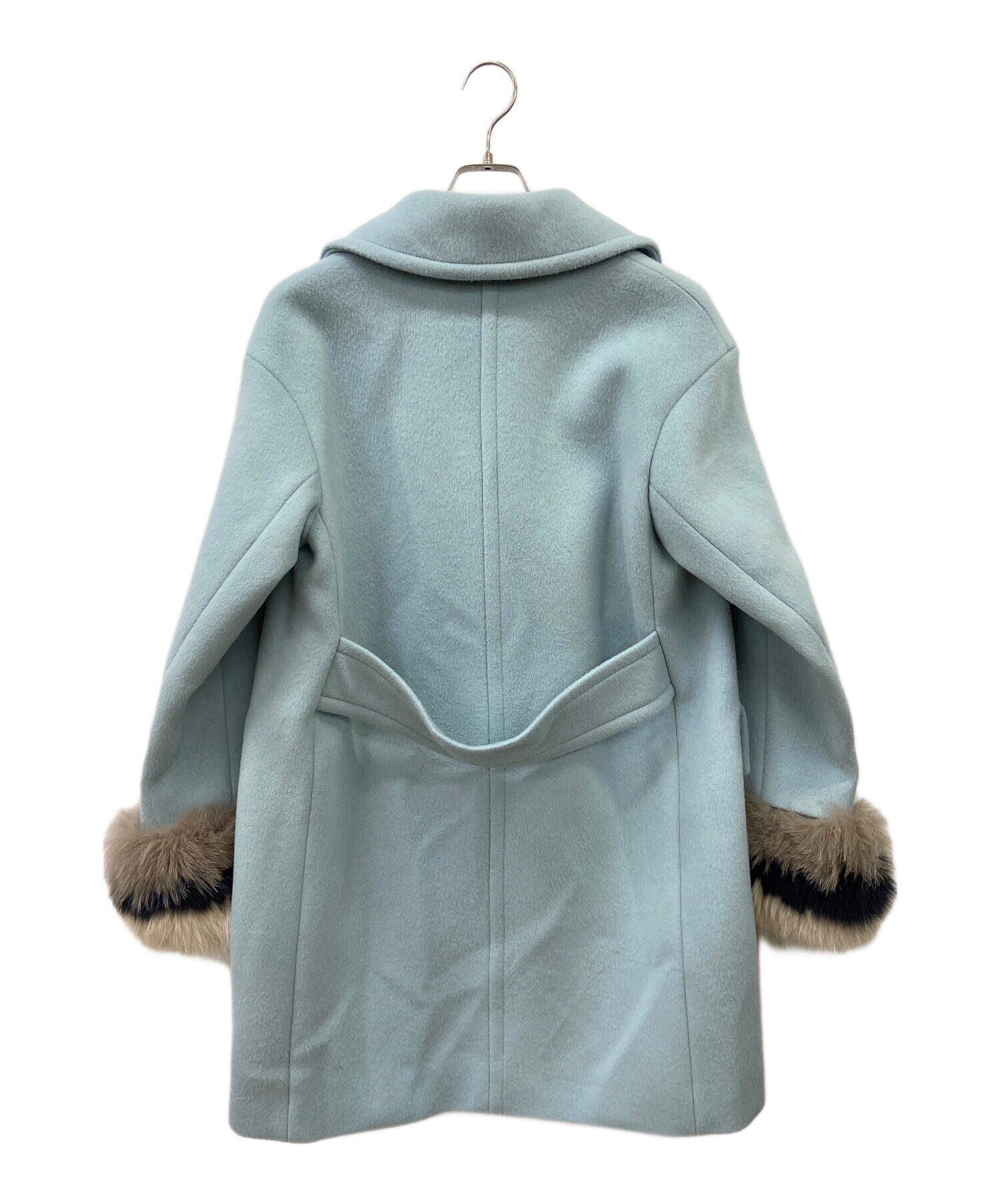 【美品】Grace Continental ライトブルー ファー付ウールコート 中古・古着通販】GRACE CONTINENTAL (（グレースコンチネンタル