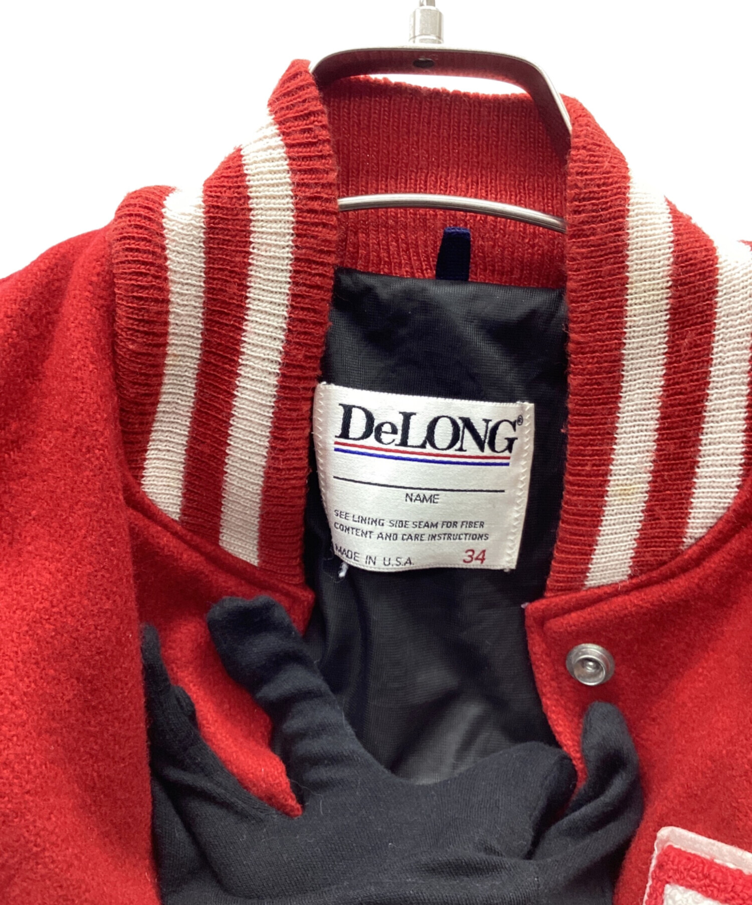 中古・古着通販】DeLONG (デロング) スタジャン レッド×ホワイト 