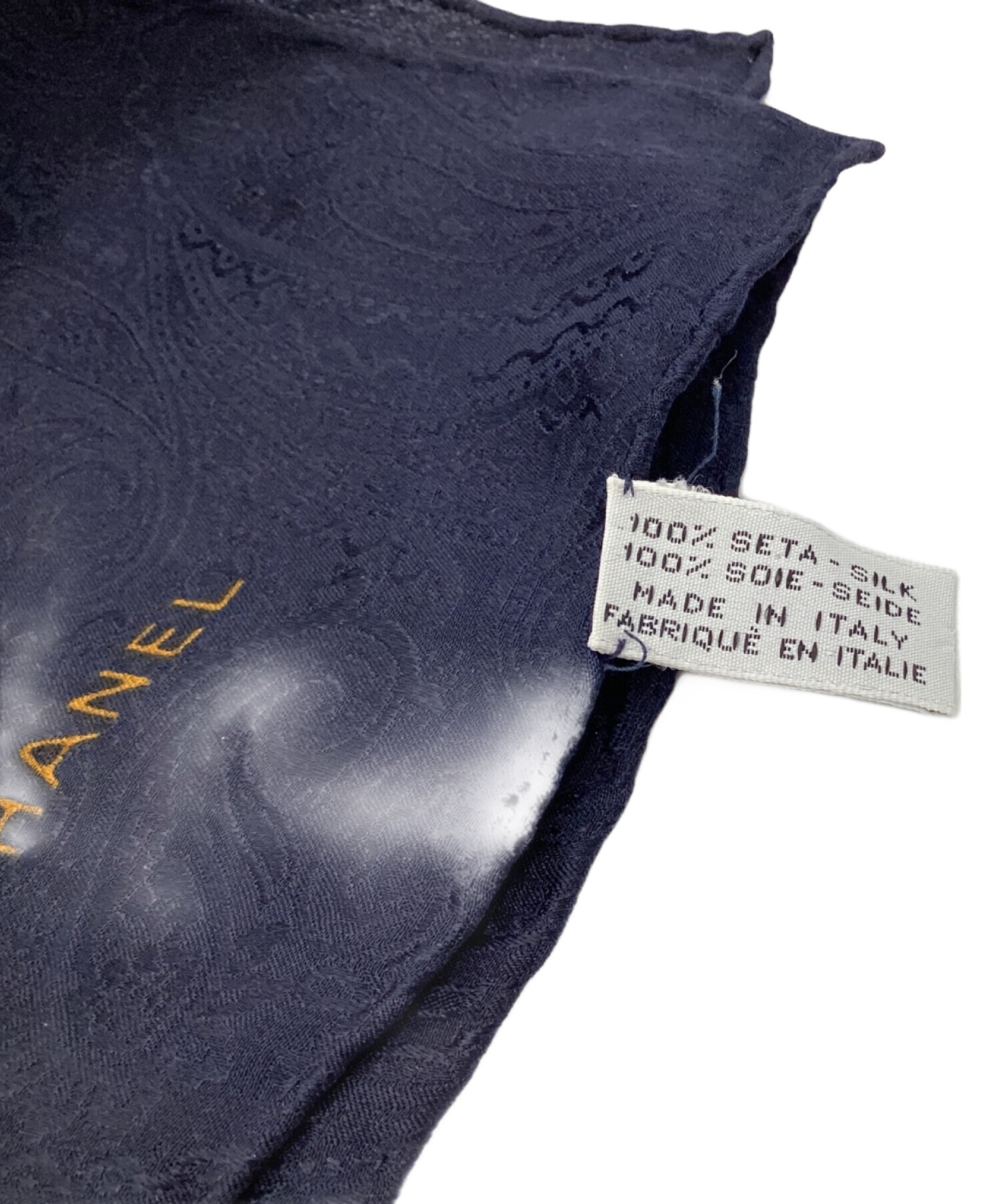 中古・古着通販】CHANEL (シャネル) スカーフ イエロー×ネイビー