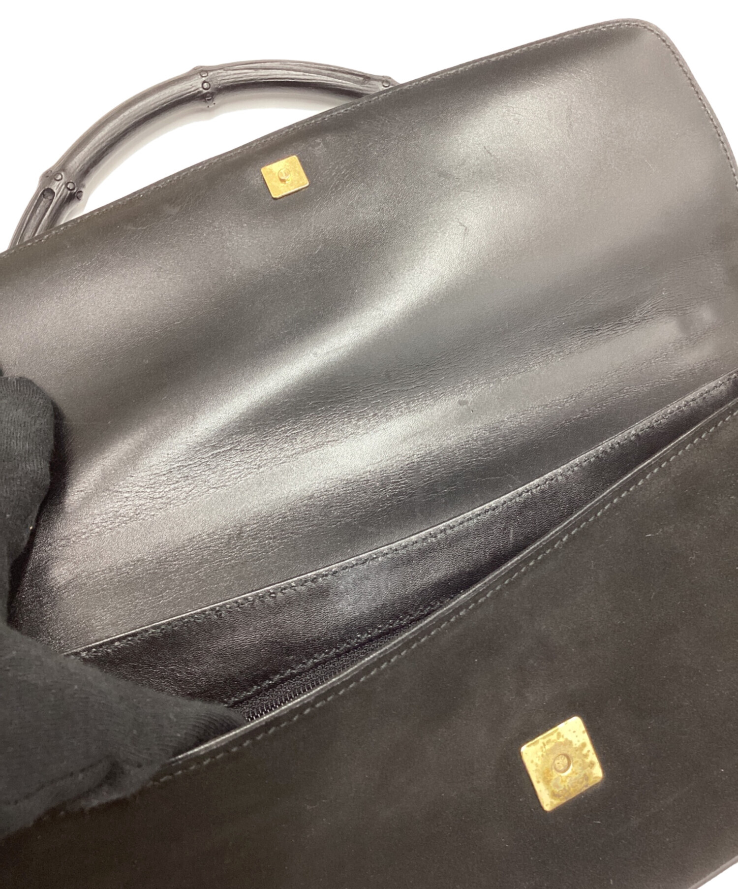 中古・古着通販】GUCCI (グッチ) バンブースウェードハンドバッグ 