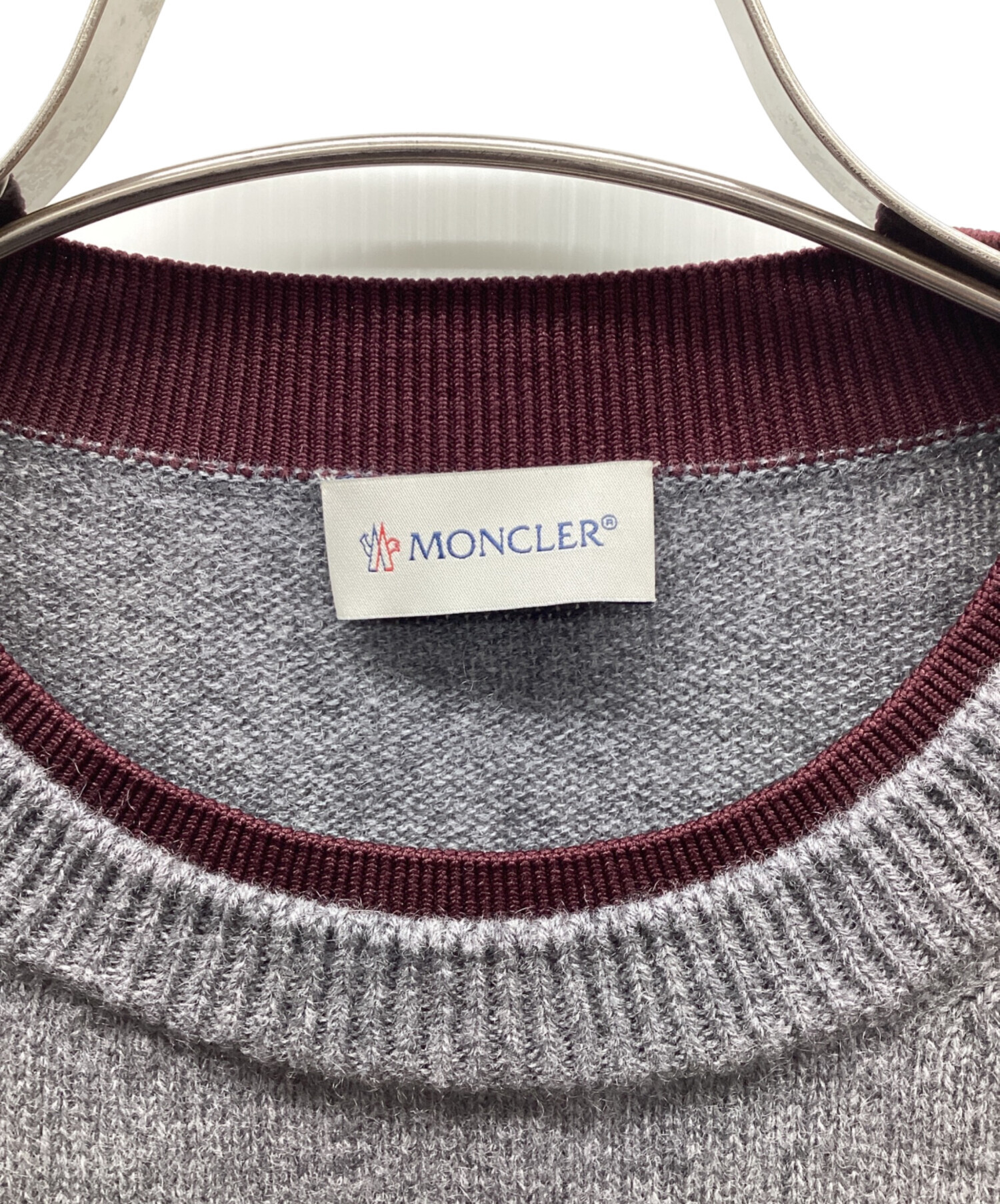 MONCLER アーガイルセーター Sサイズ グレー/レッド MONCLER アーガイルセーター Sサイズ グレー/レッド MONCLER ﾓﾝｸﾚｰﾙ