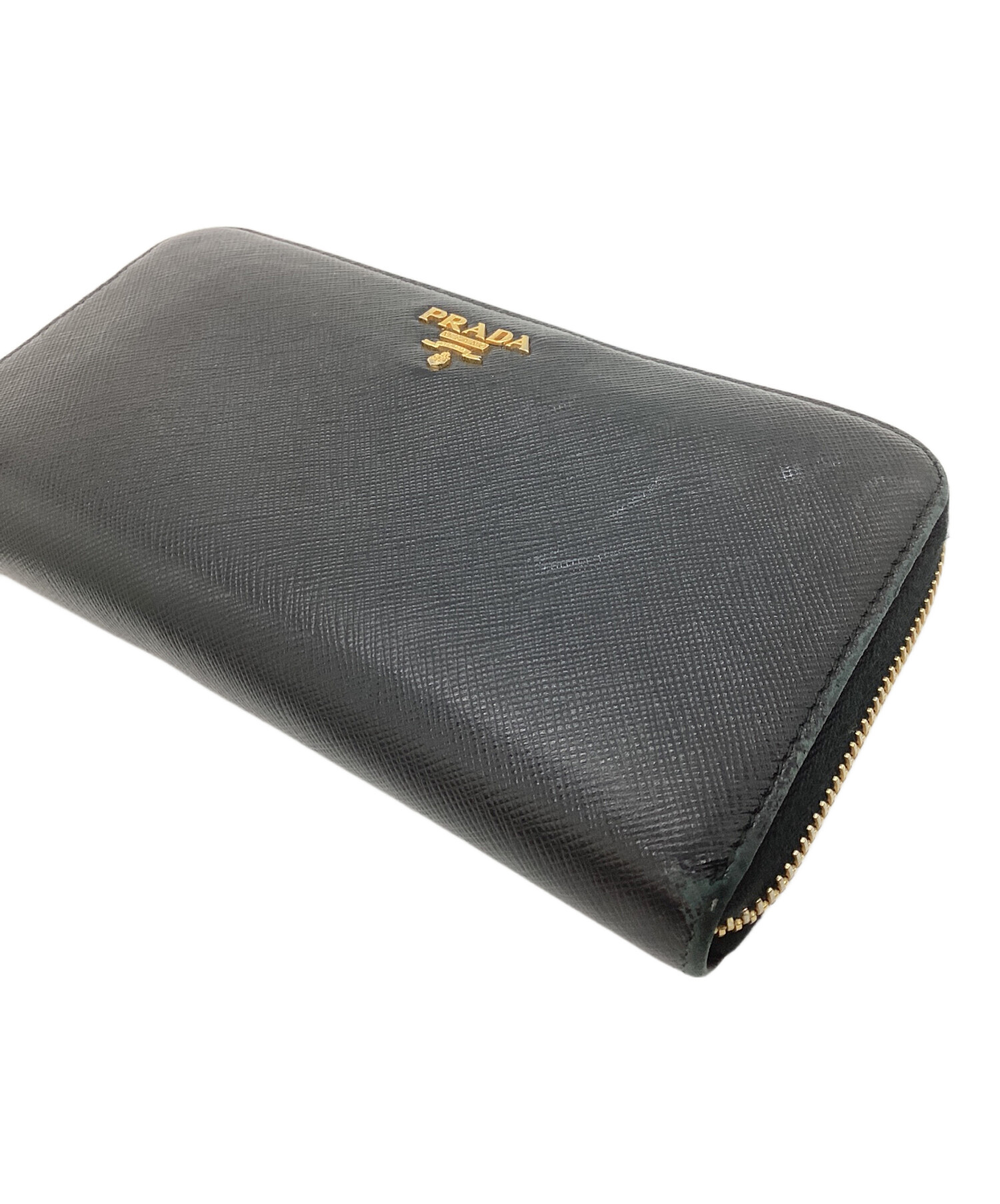 中古・古着通販】PRADA (プラダ) ラウンドファスナー長財布 ブラック 