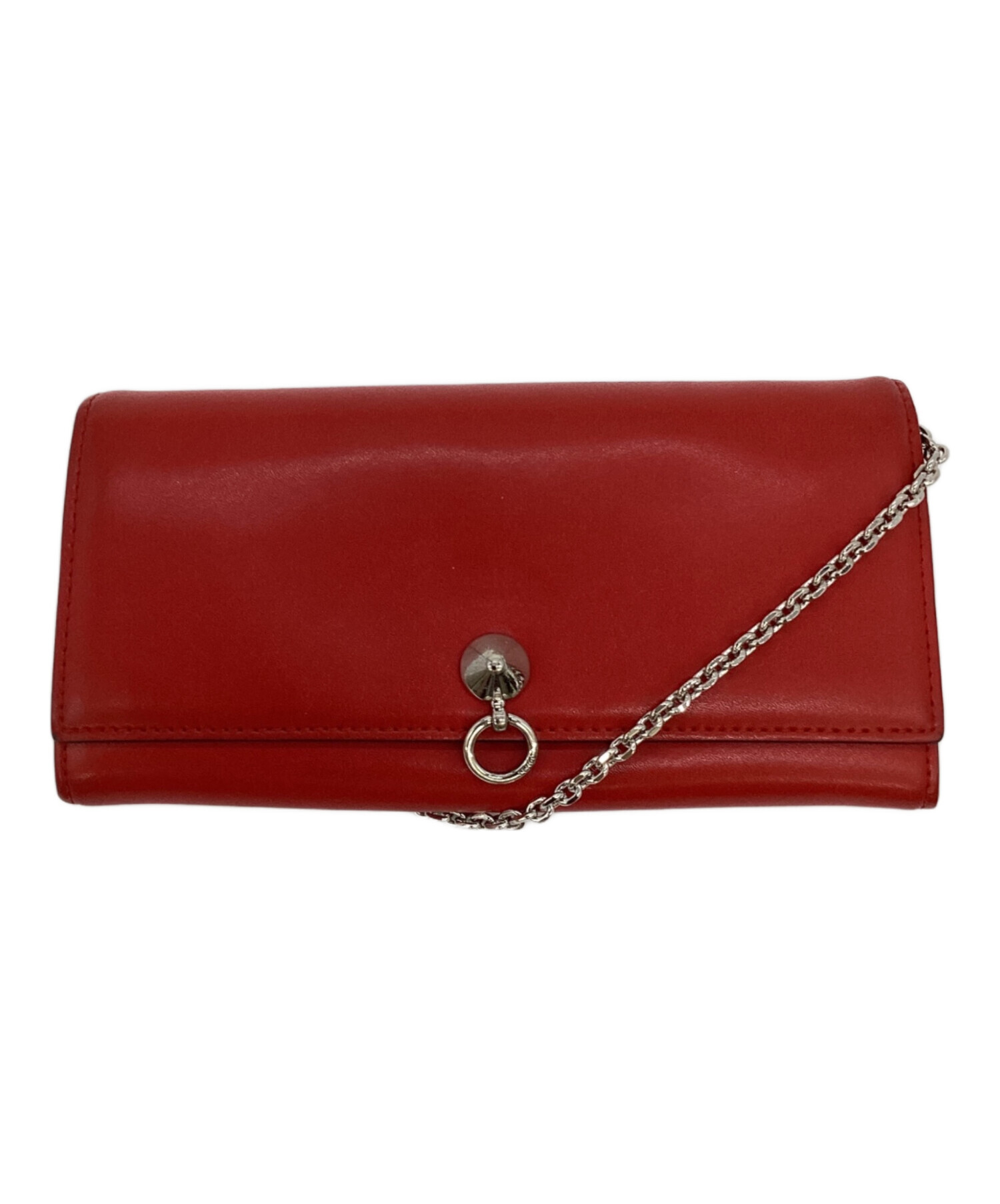 FENDI フェンディ 財布・ケース  赤 【古着】【中古】【送料無料】 中古・古着通販】FENDI (フェンディ) チェーン付き長財布 レッド