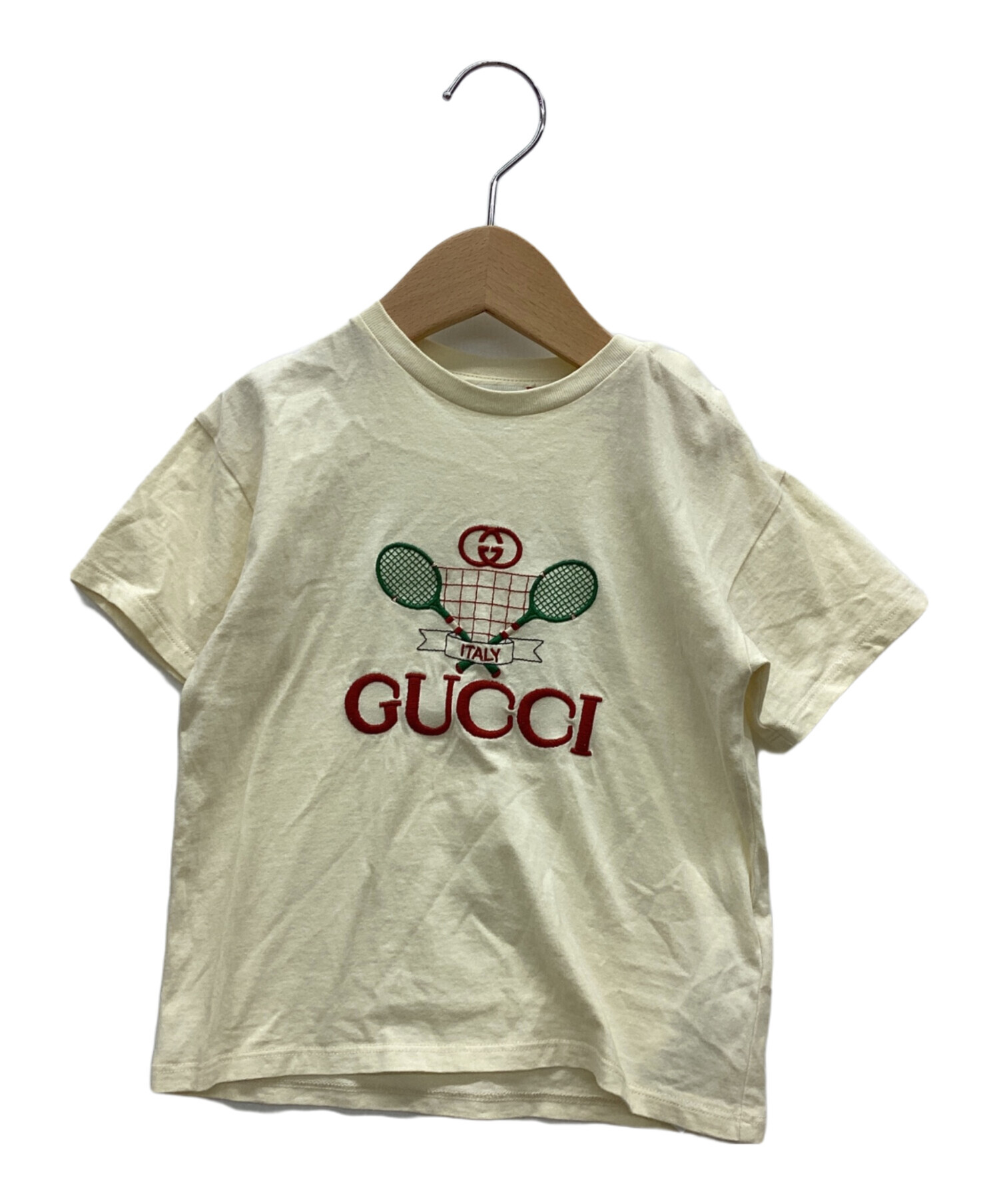 グッチ　カットソー　ベージュ系　Tシャツ　袖ブランドロゴ　GUCCI　半袖　M 中古・古着通販】GUCCI (グッチ) 半袖カットソー ベージュ サイズ:80cm