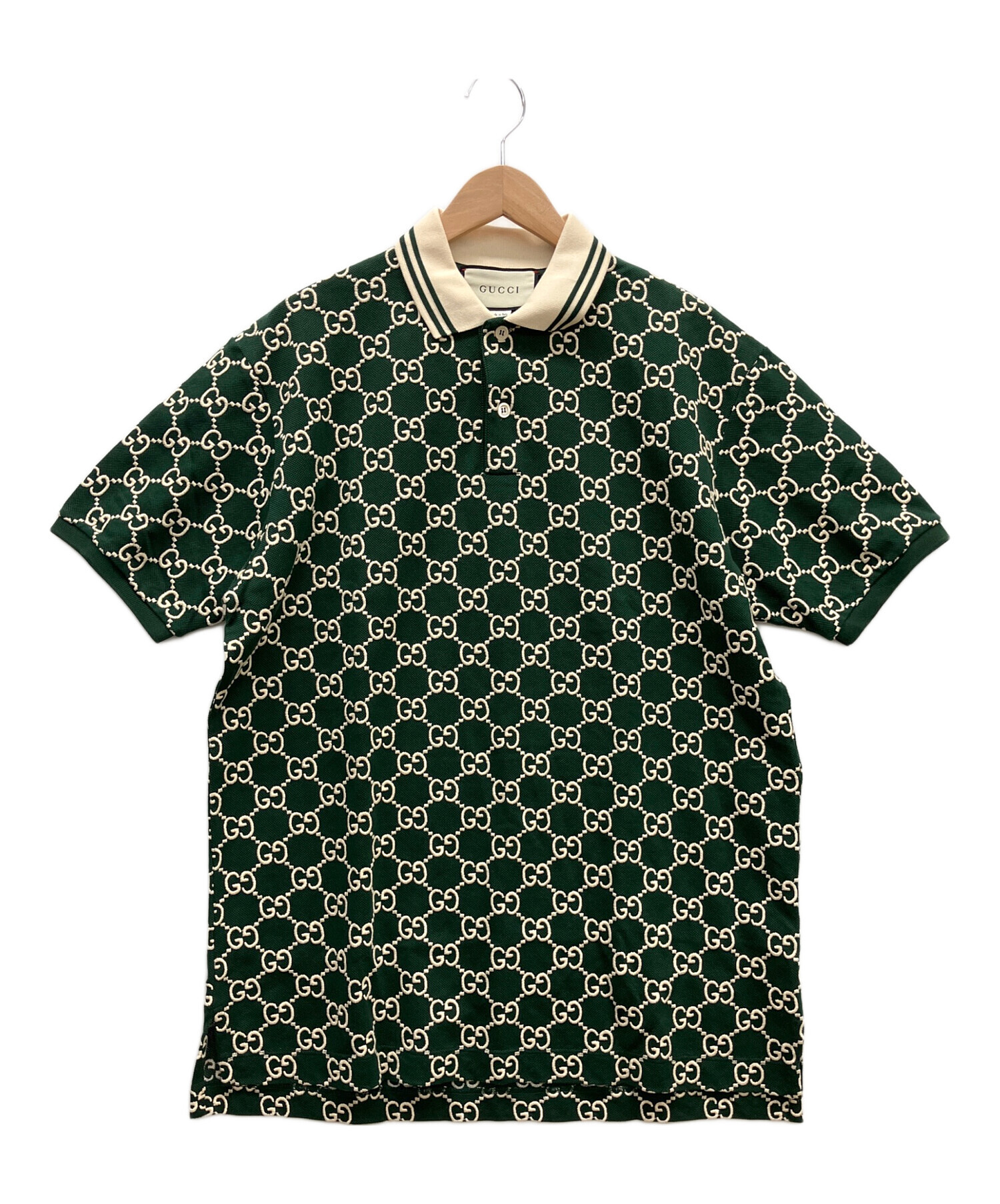 【送料無料】GUCCIグッチのポロシャツ　XSサイズ 中古・古着通販】GUCCI (グッチ) GG総柄ポロシャツ ブルー サイズ:XS