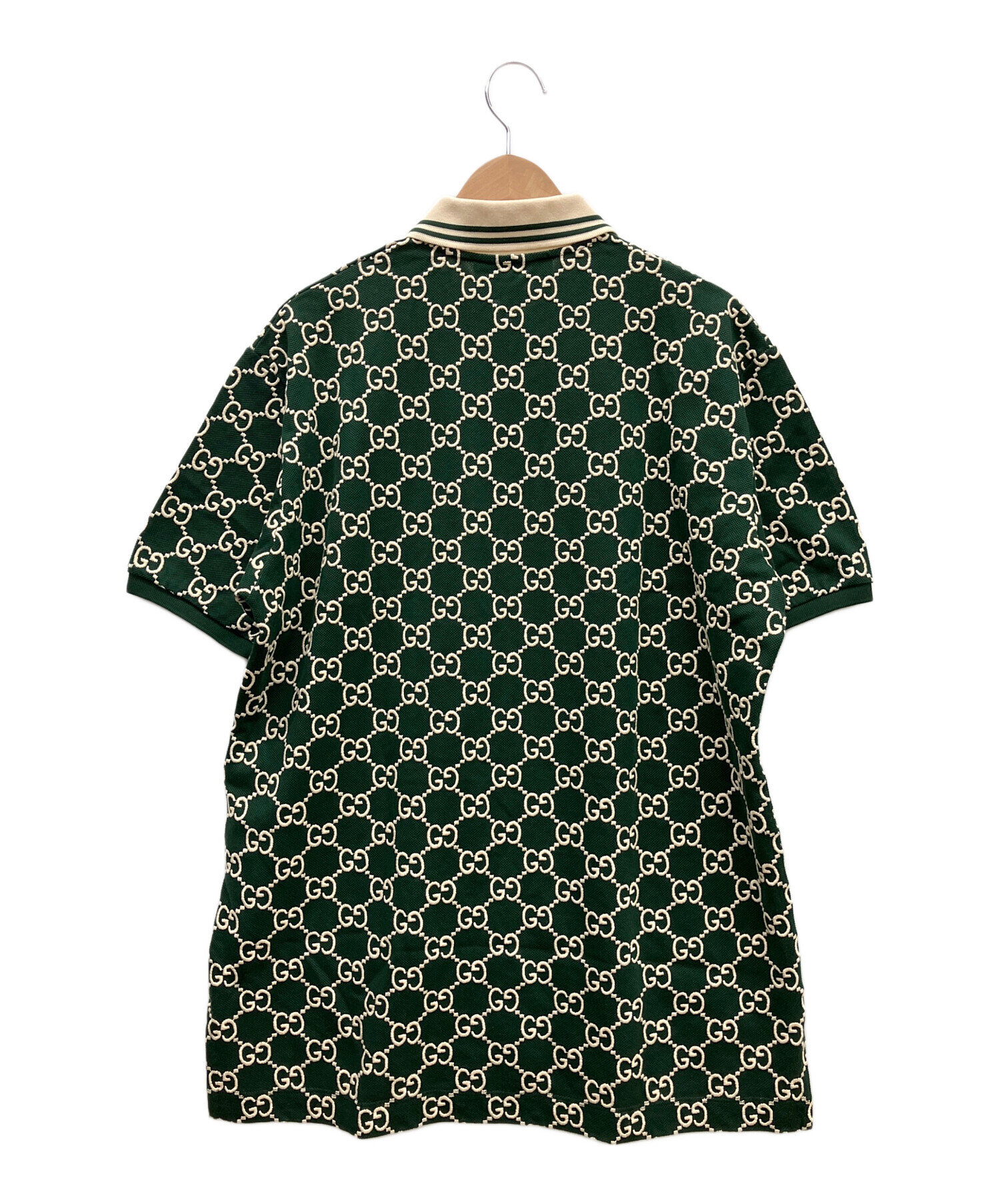 美品 GUCCI グッチ インターロッキングG ボタン ポロシャツ グリーン 中古・古着通販】GUCCI (グッチ) ポロシャツ グリーン サイズ:L