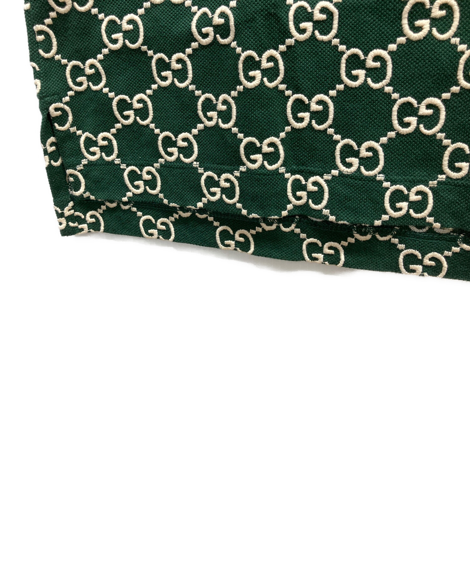 美品 GUCCI グッチ インターロッキングG ボタン ポロシャツ グリーン 中古・古着通販】GUCCI (グッチ) ポロシャツ グリーン サイズ:L