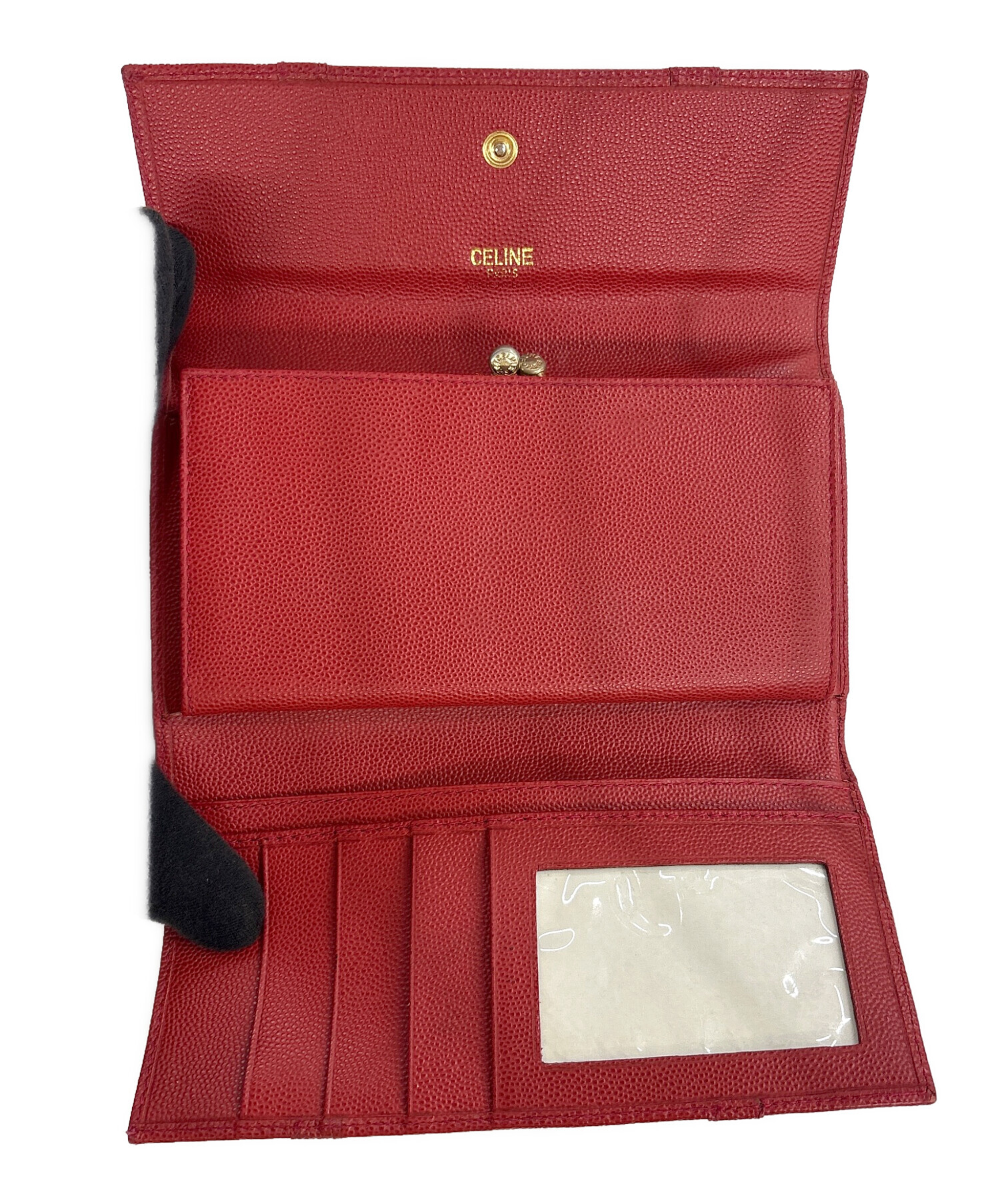 セリーヌ バイカラー ラウンドファスナー 長財布 レザー レディース