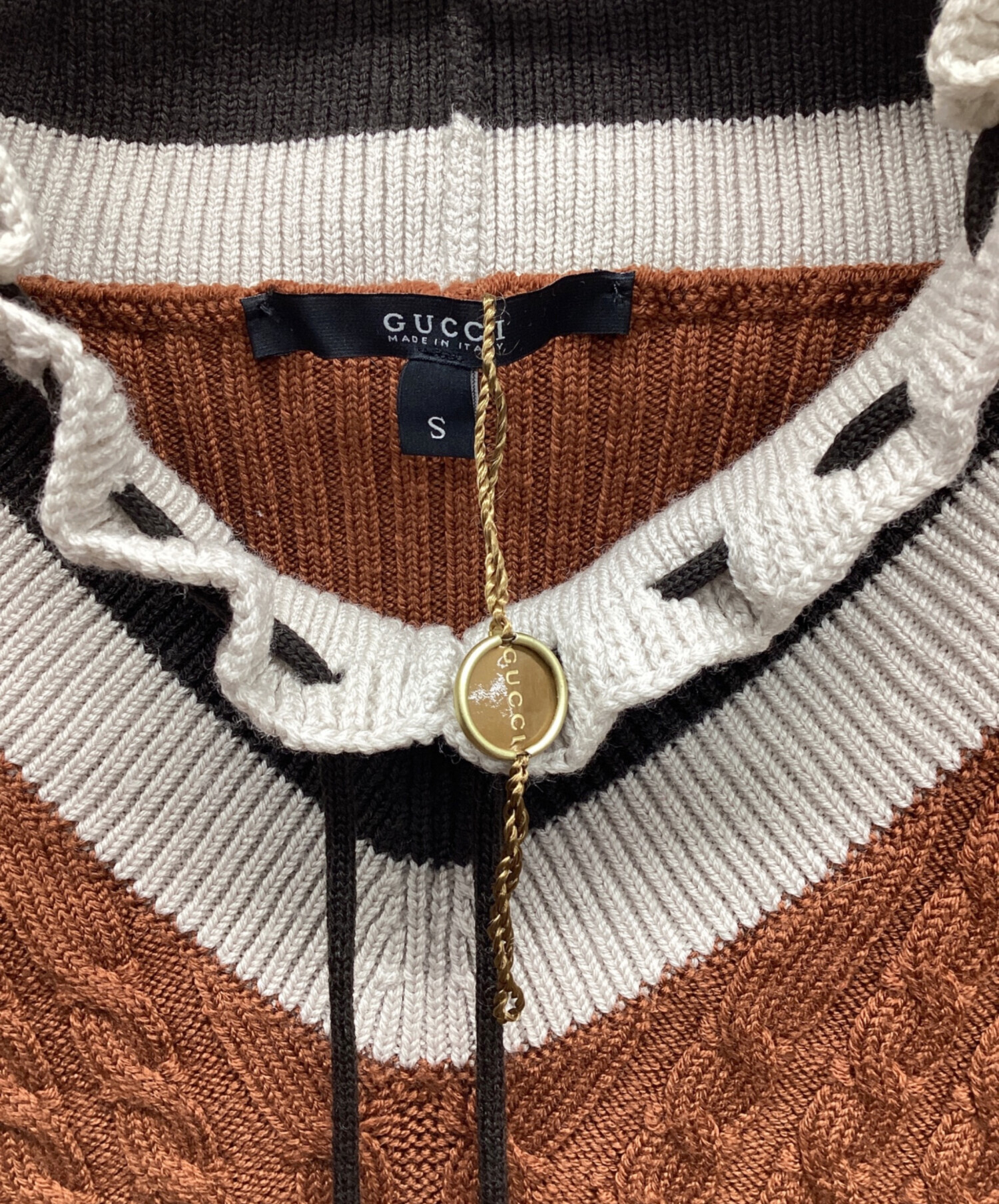 GUCCI グッチ ニット・セーター L 茶 【古着】【中古】 中古・古着通販】GUCCI (グッチ) ニット ブラウン サイズ:8｜ブランド