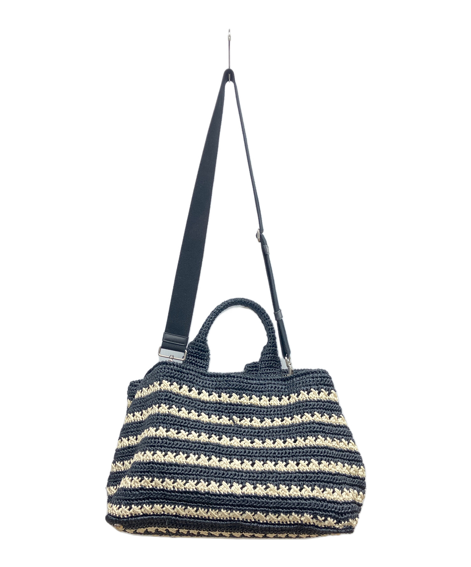 中古・古着通販】PRADA (プラダ) ラフィア2WAYバッグ ブラック