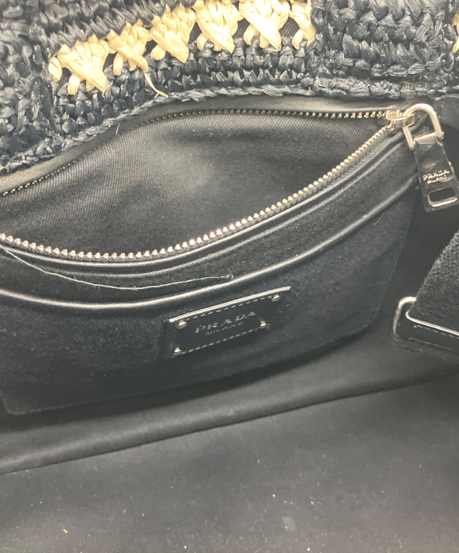 中古・古着通販】PRADA (プラダ) ラフィア2WAYバッグ ブラック