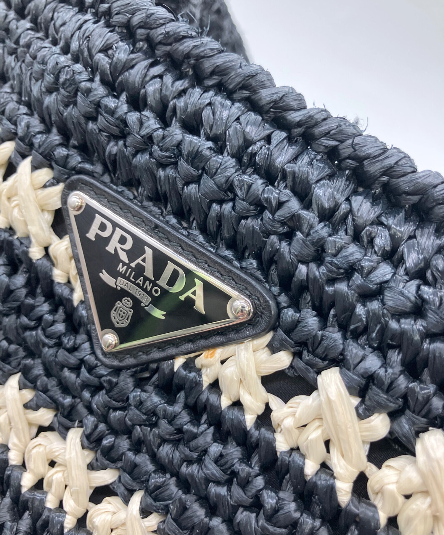 中古・古着通販】PRADA (プラダ) ラフィア2WAYバッグ ブラック