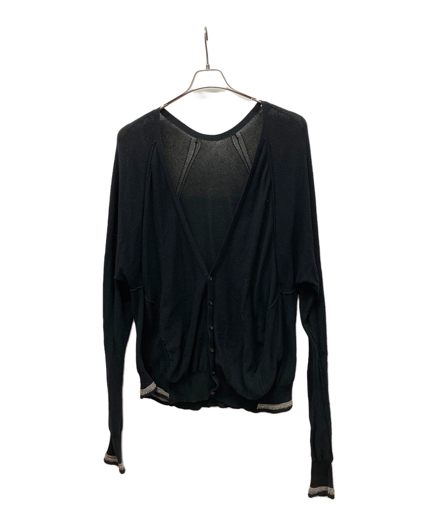 中古・古着通販】Y's (ワイズ) 薄手カーディガン ブラック サイズ:3