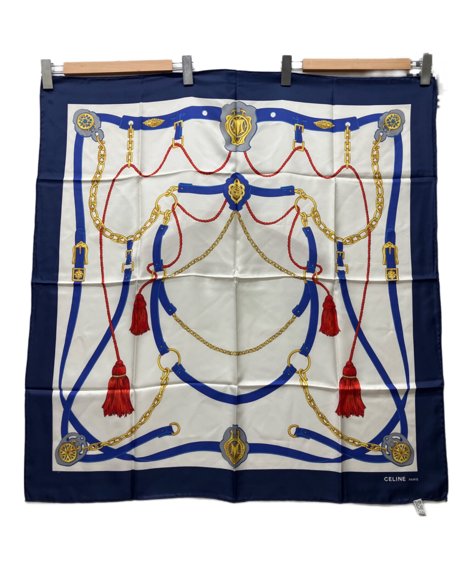 中古・古着通販】CELINE (セリーヌ) シルクスカーフ ネイビーマルチ