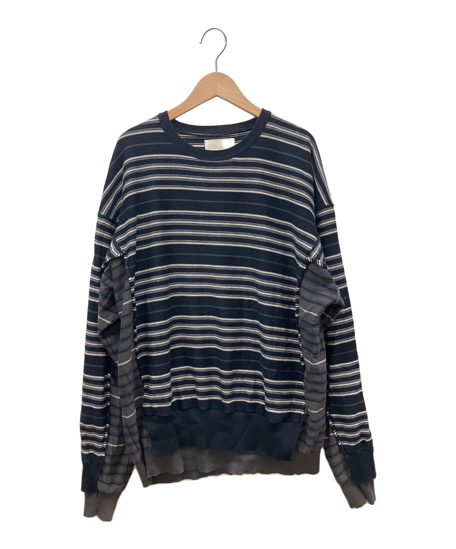 中古・古着通販】YOKE (ヨーク) BORDER CONNECTING CREWNECK ホワイト 